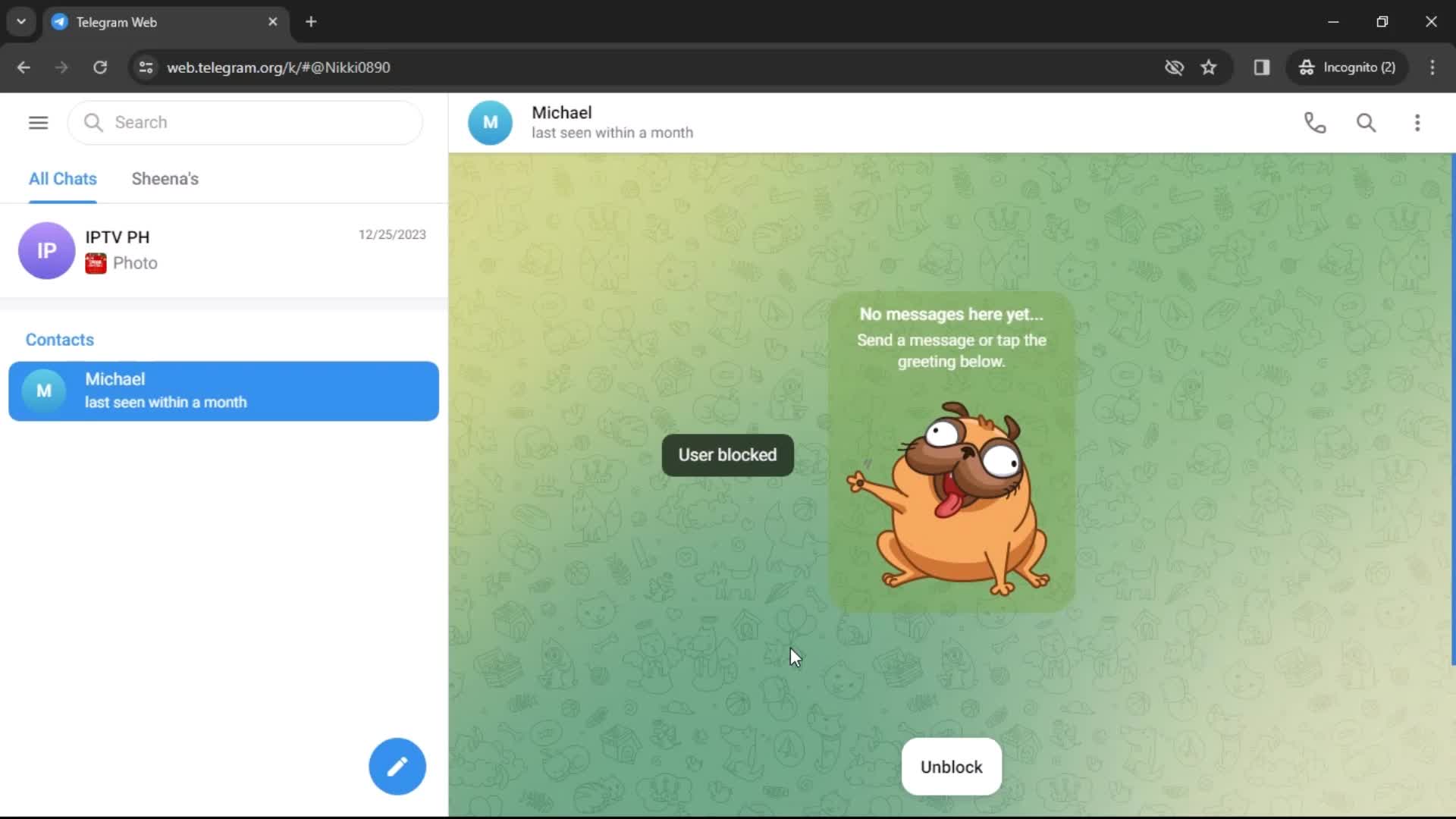 Blocking a user on Telegram video thumbnail