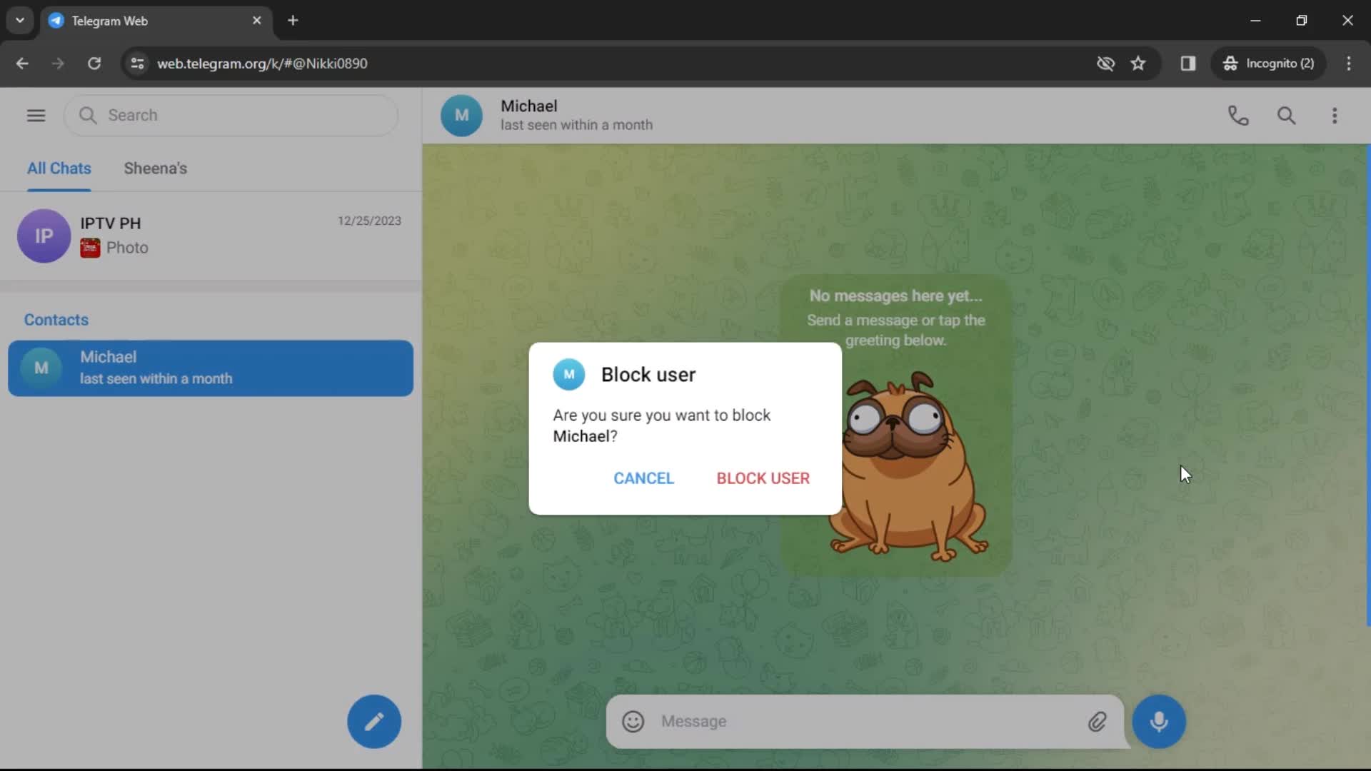 Blocking a user on Telegram video thumbnail