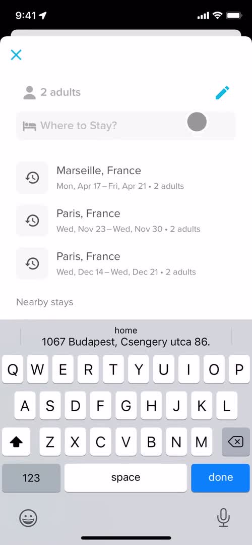 Finding hotels screenshot