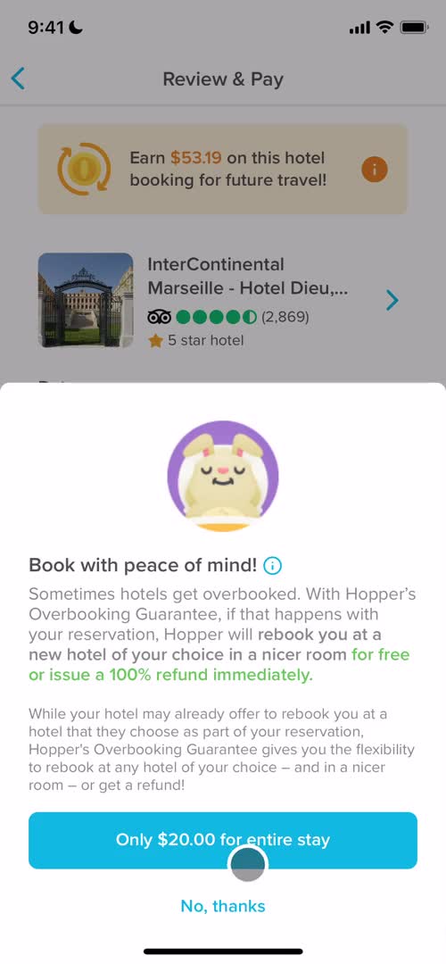 Finding hotels screenshot