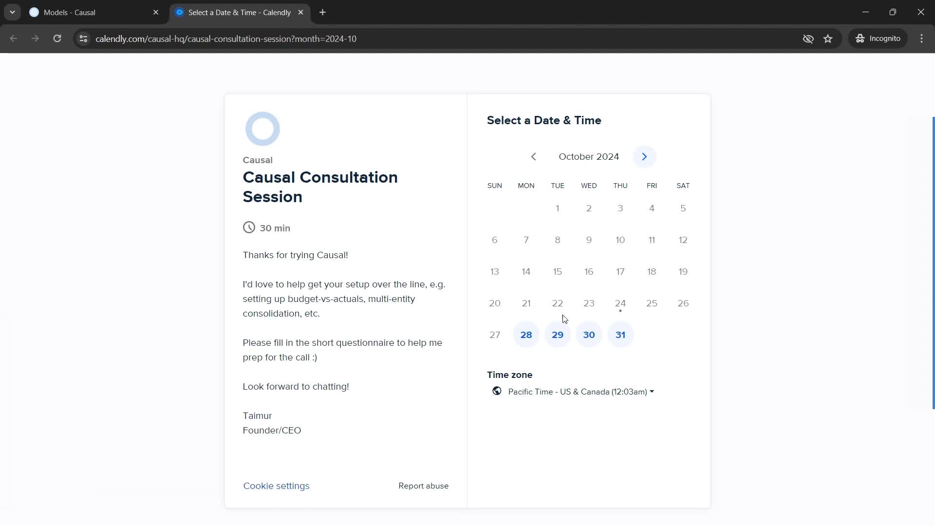 Booking consultation on Causal video thumbnail