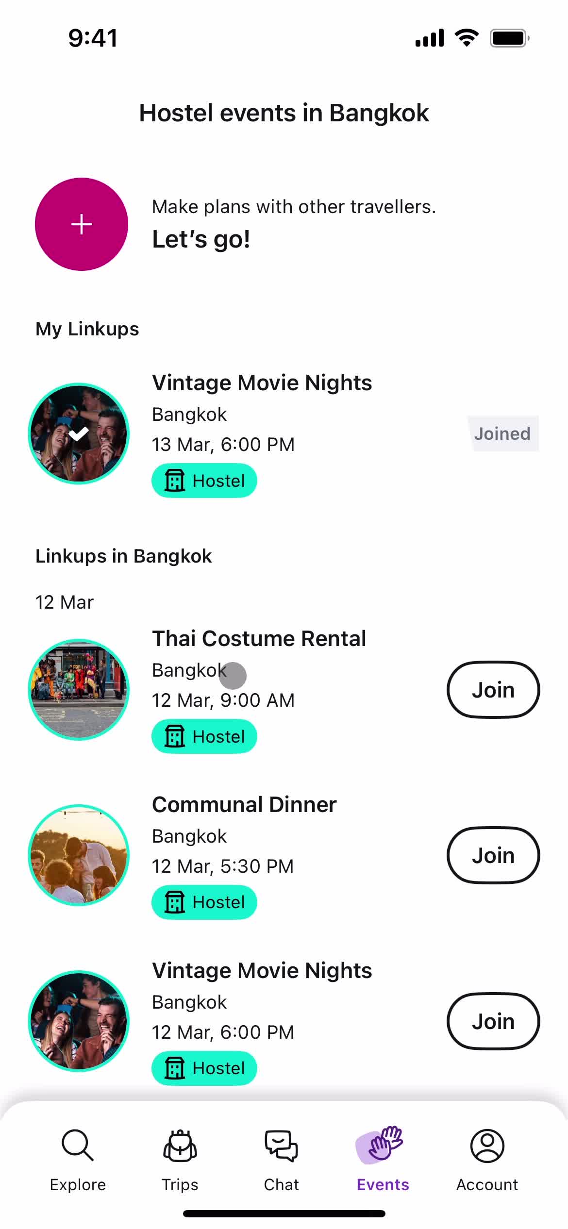 Booking an activity screenshot