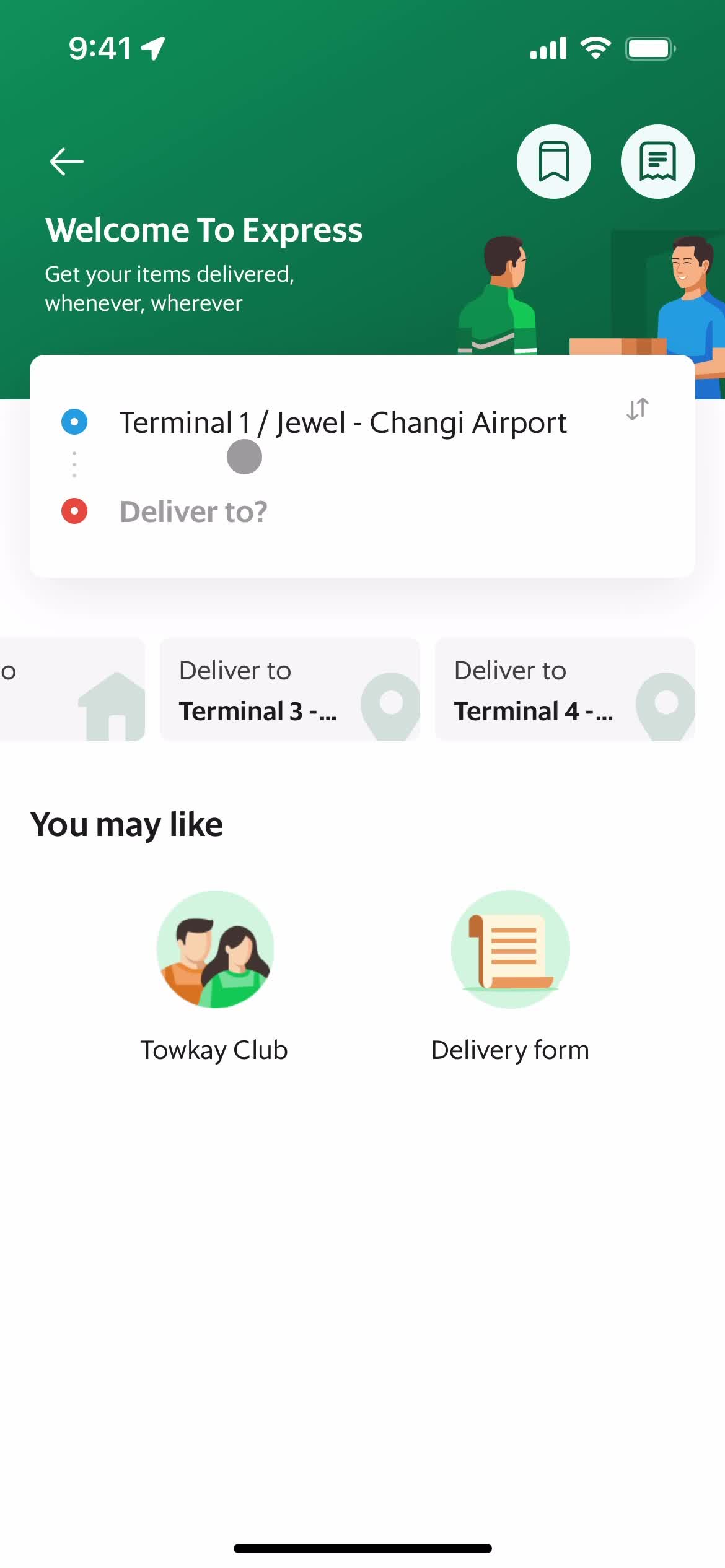 Booking a courier screenshot