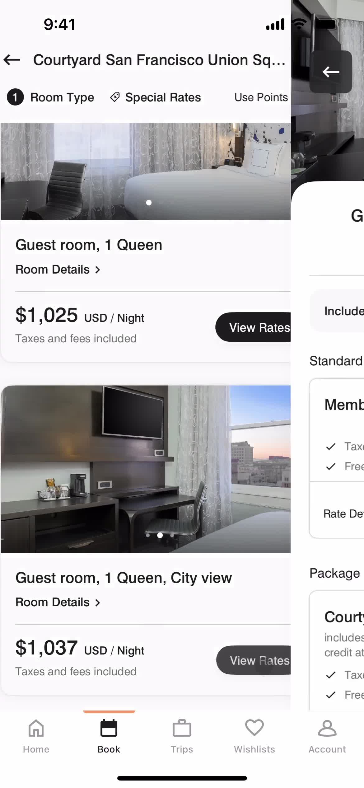 Booking a hotel screenshot