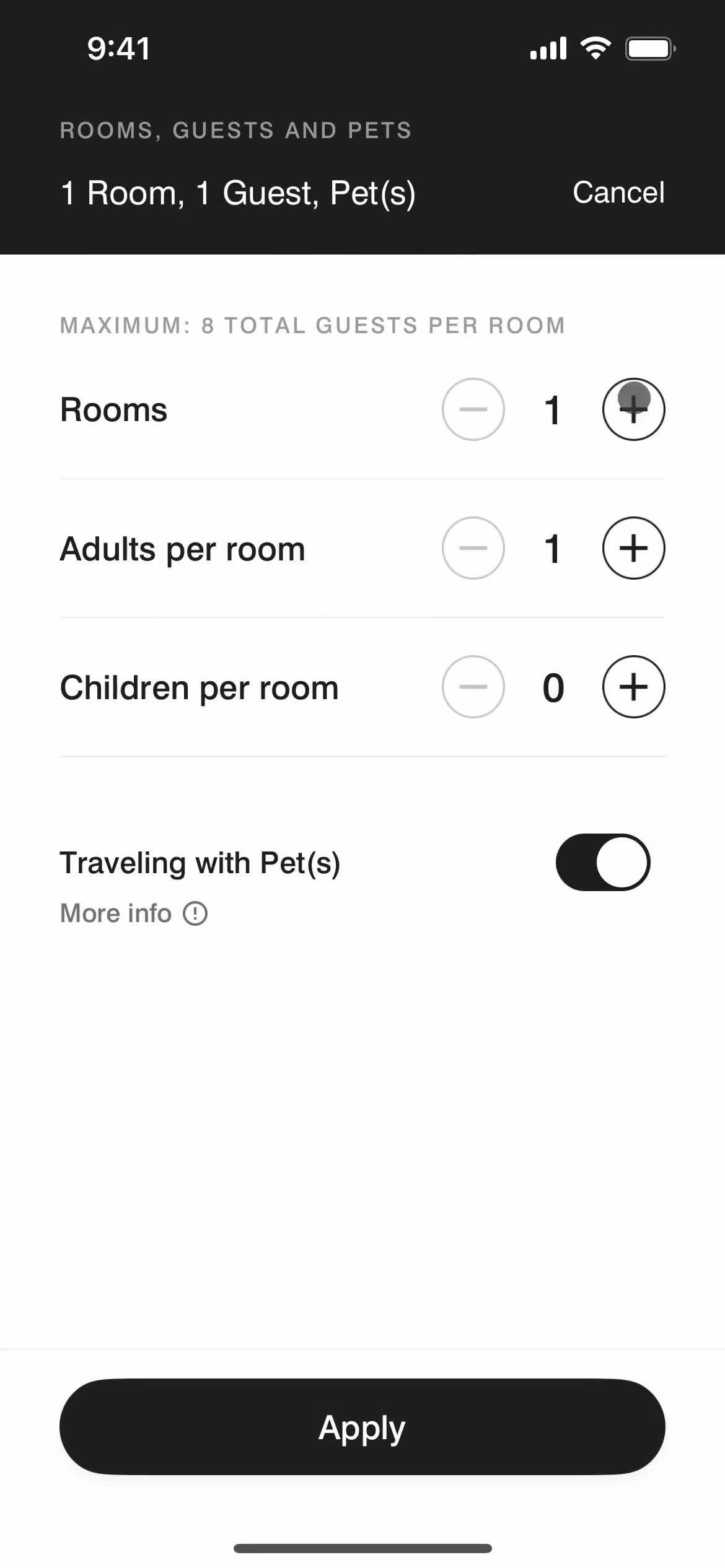 Booking a hotel screenshot