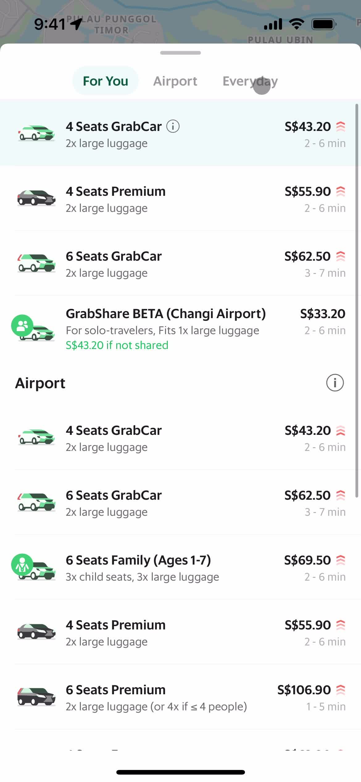 Booking transport screenshot