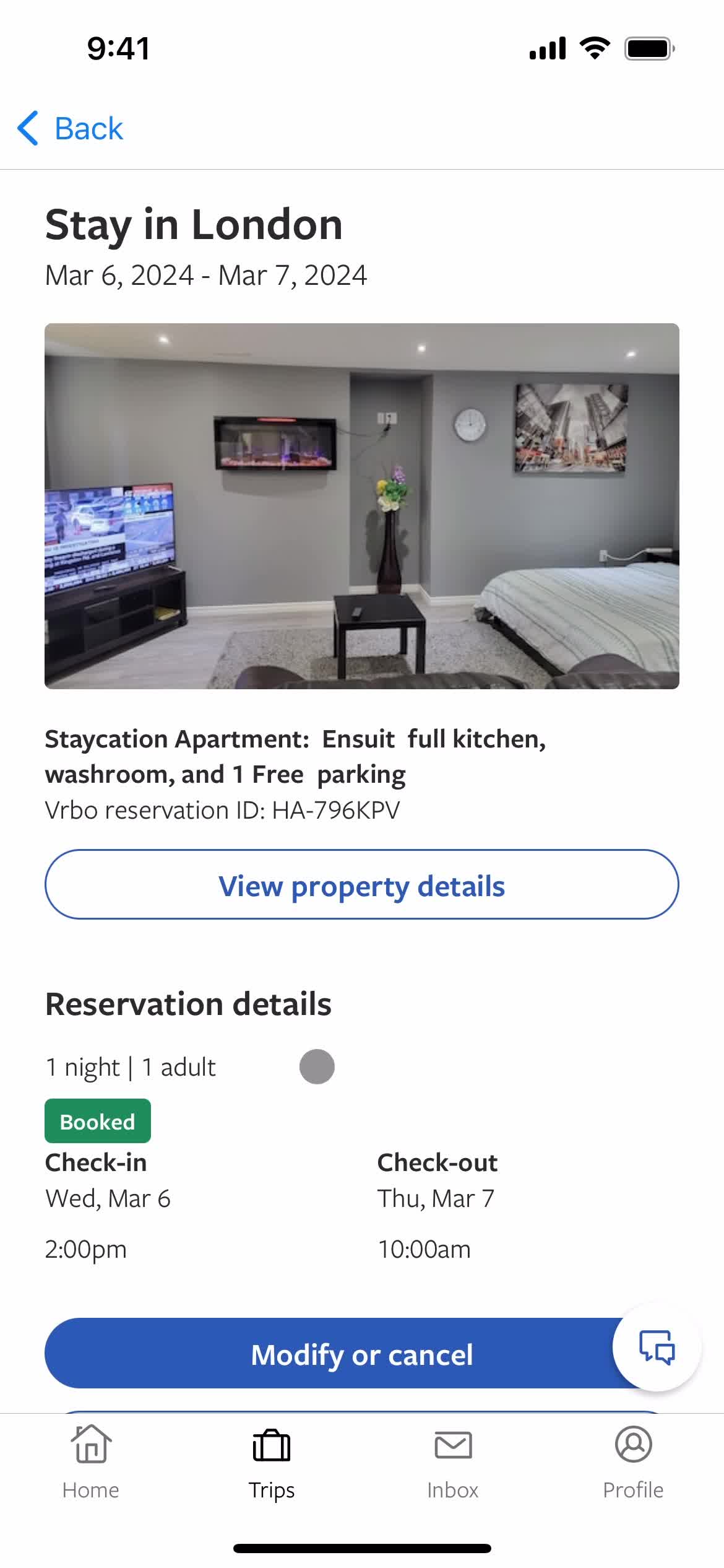 Booking a room screenshot