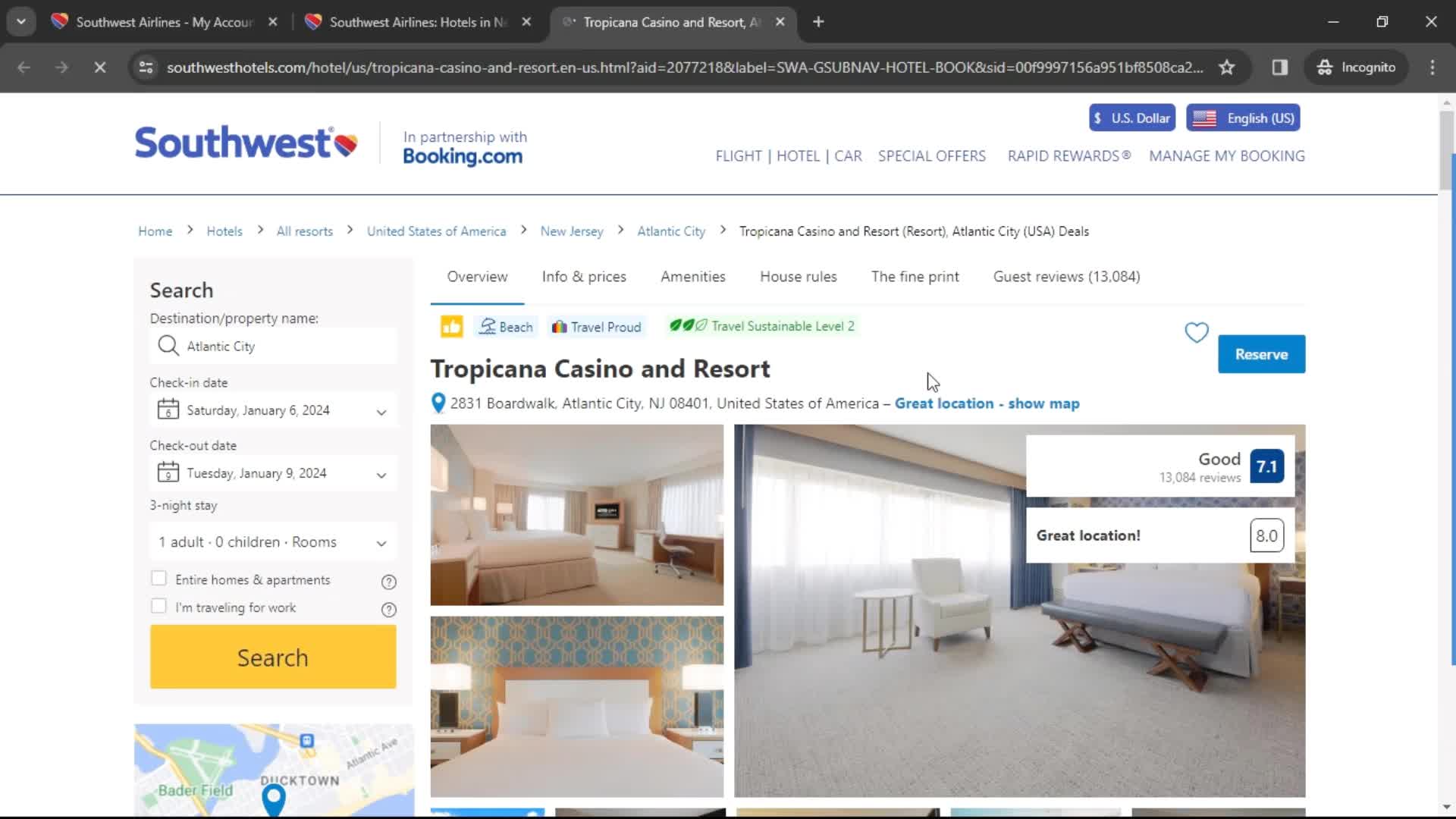 Booking a room screenshot