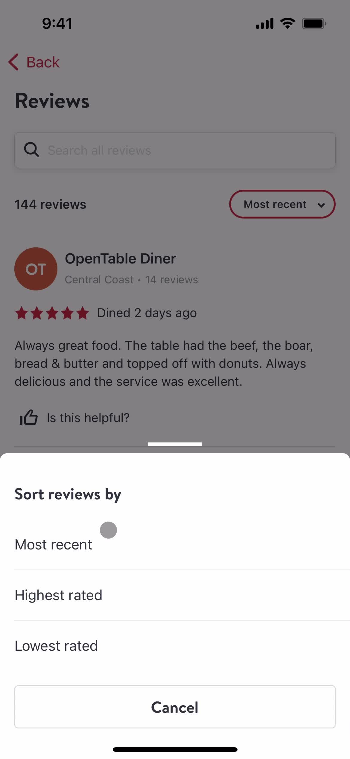 Booking a table on OpenTable video thumbnail