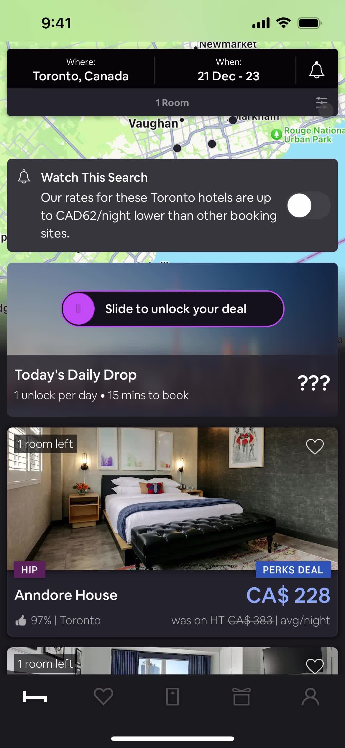 Booking a room screenshot