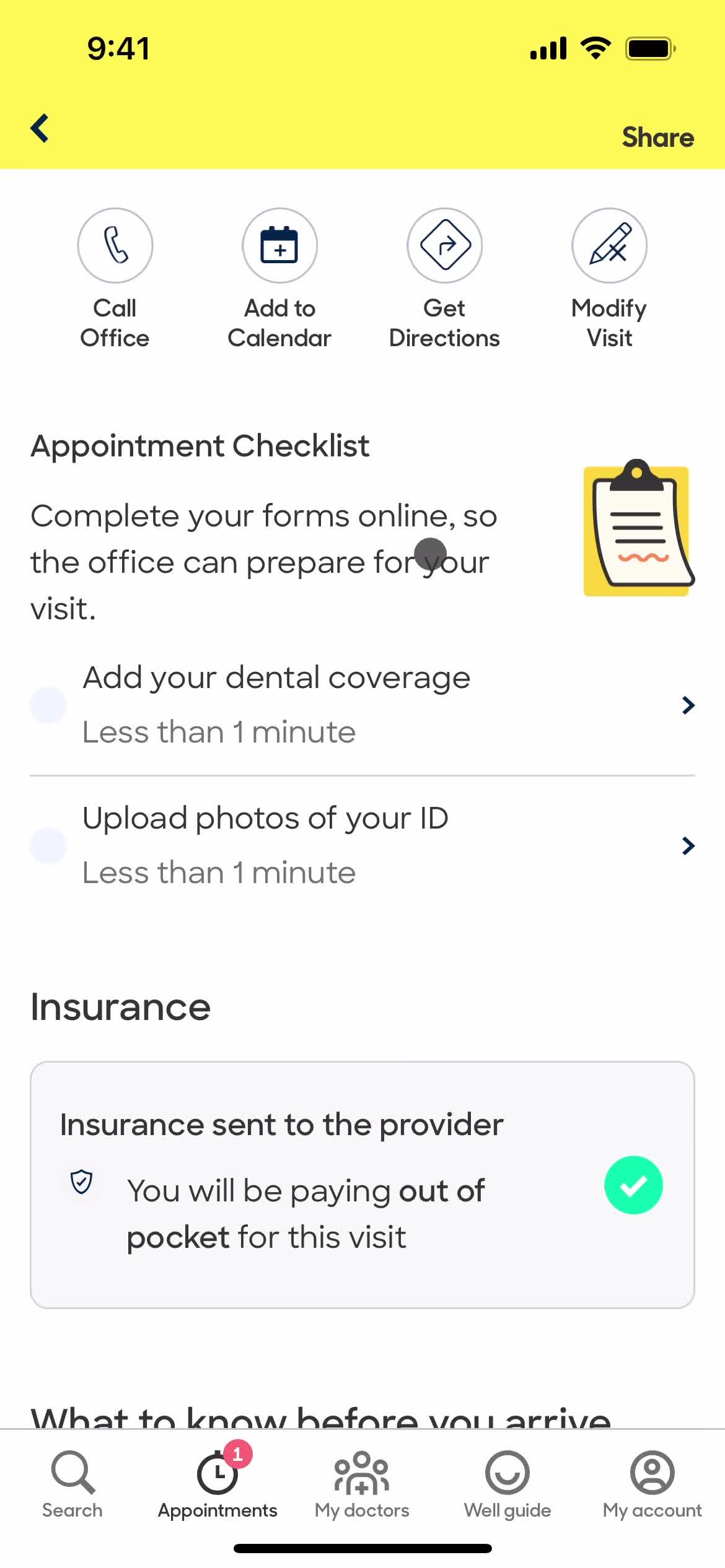 Booking an appointment screenshot