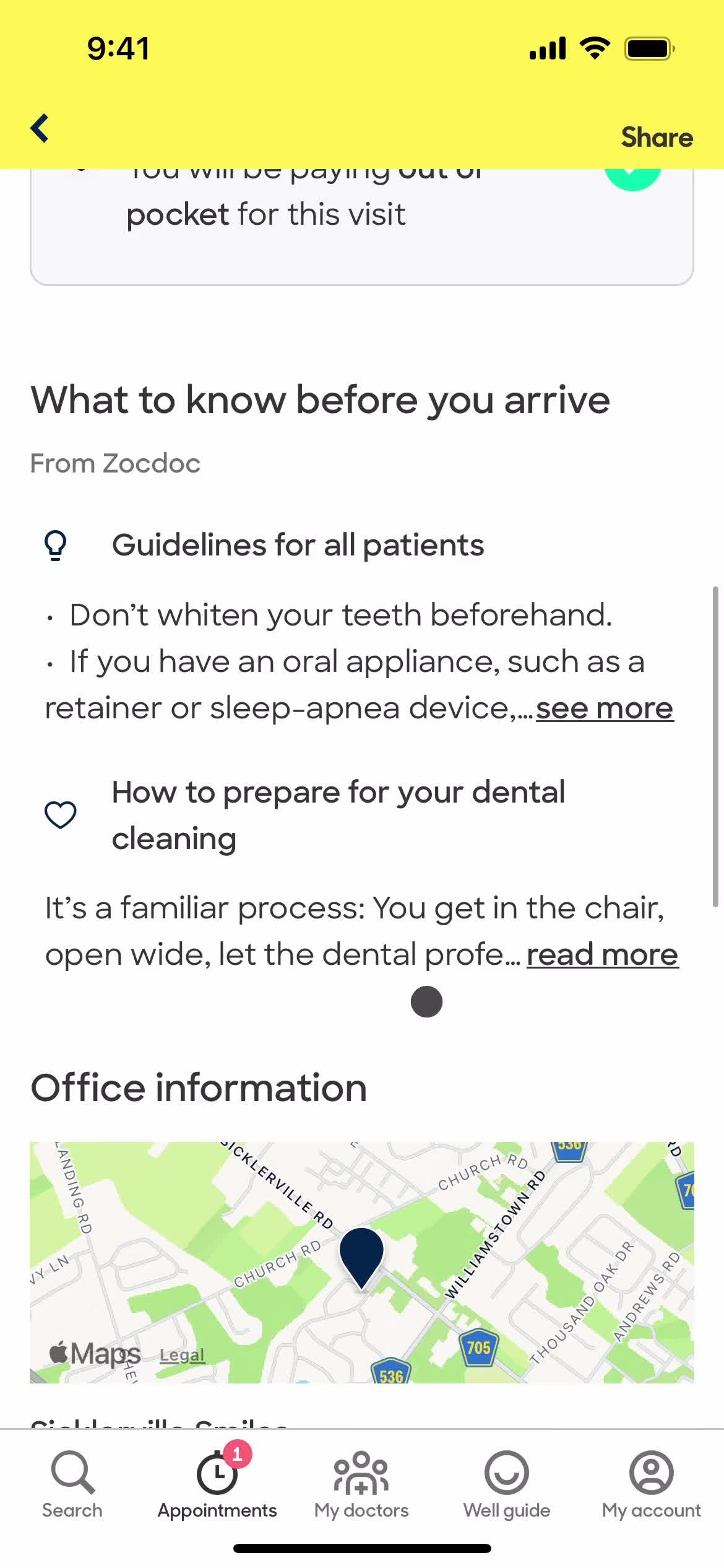 Booking an appointment screenshot