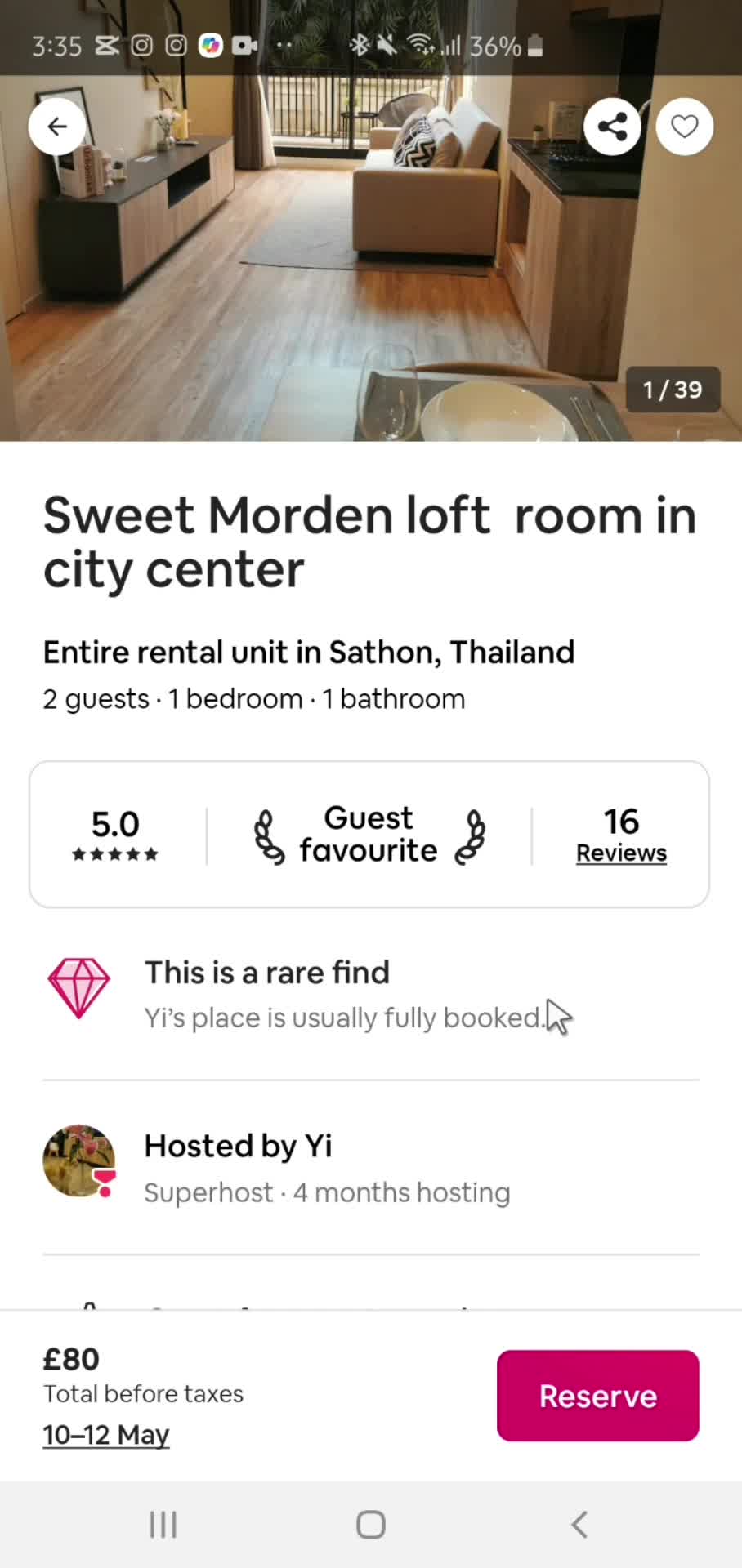 Booking a room screenshot