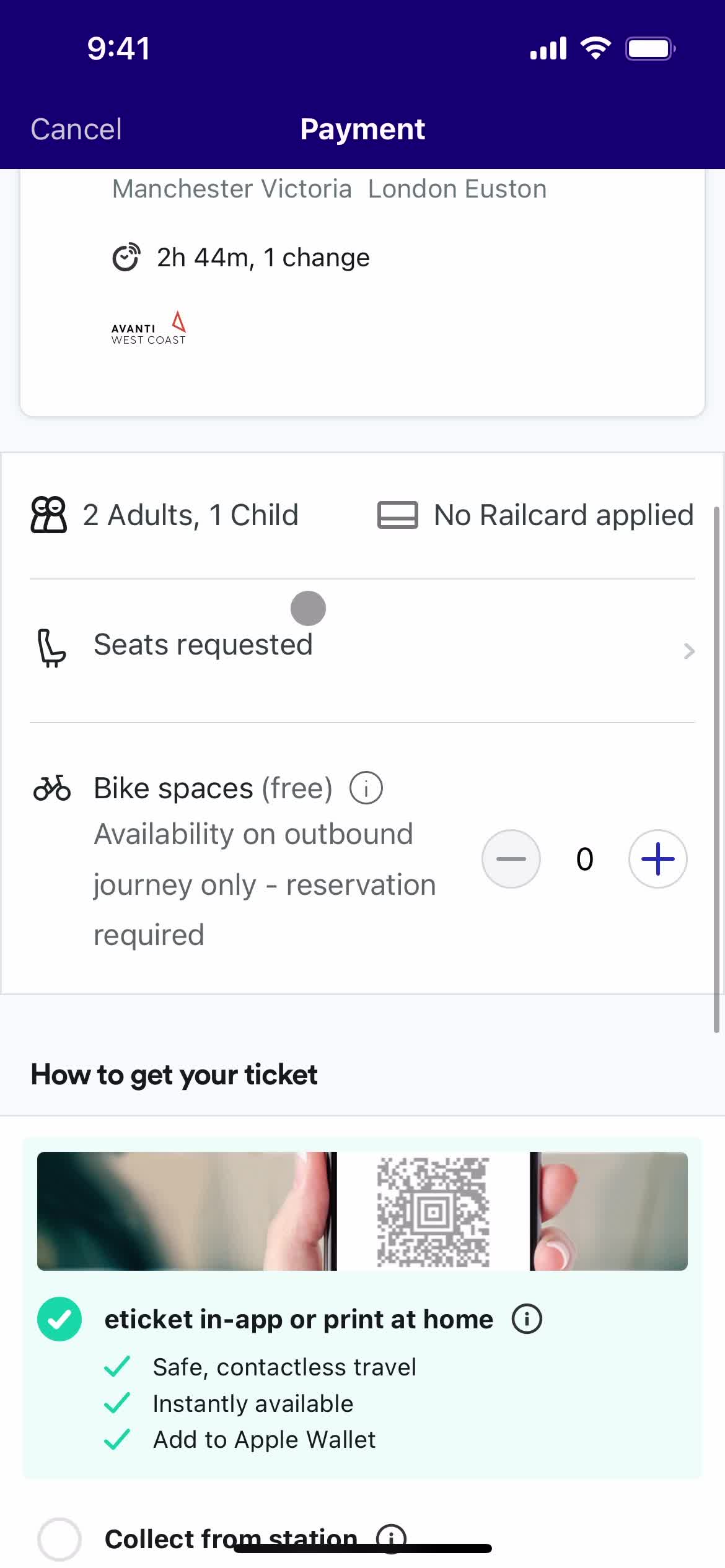 Booking transport screenshot