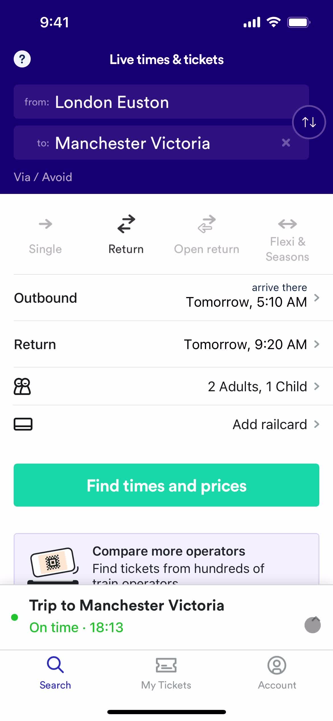 Booking transport screenshot