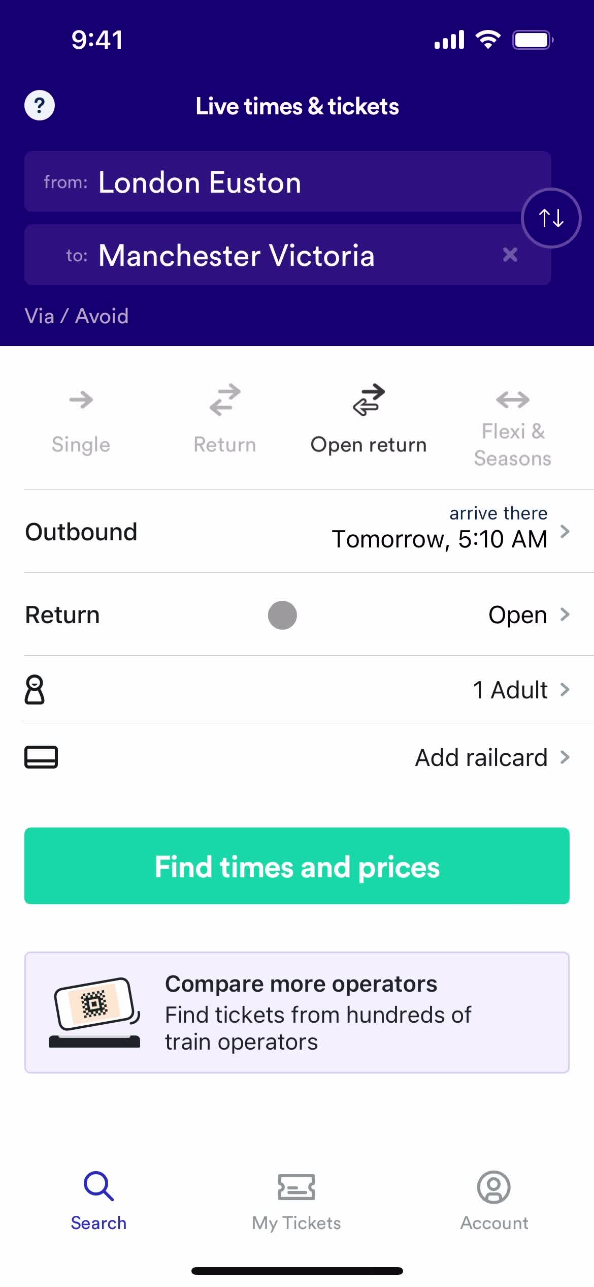 Booking transport screenshot