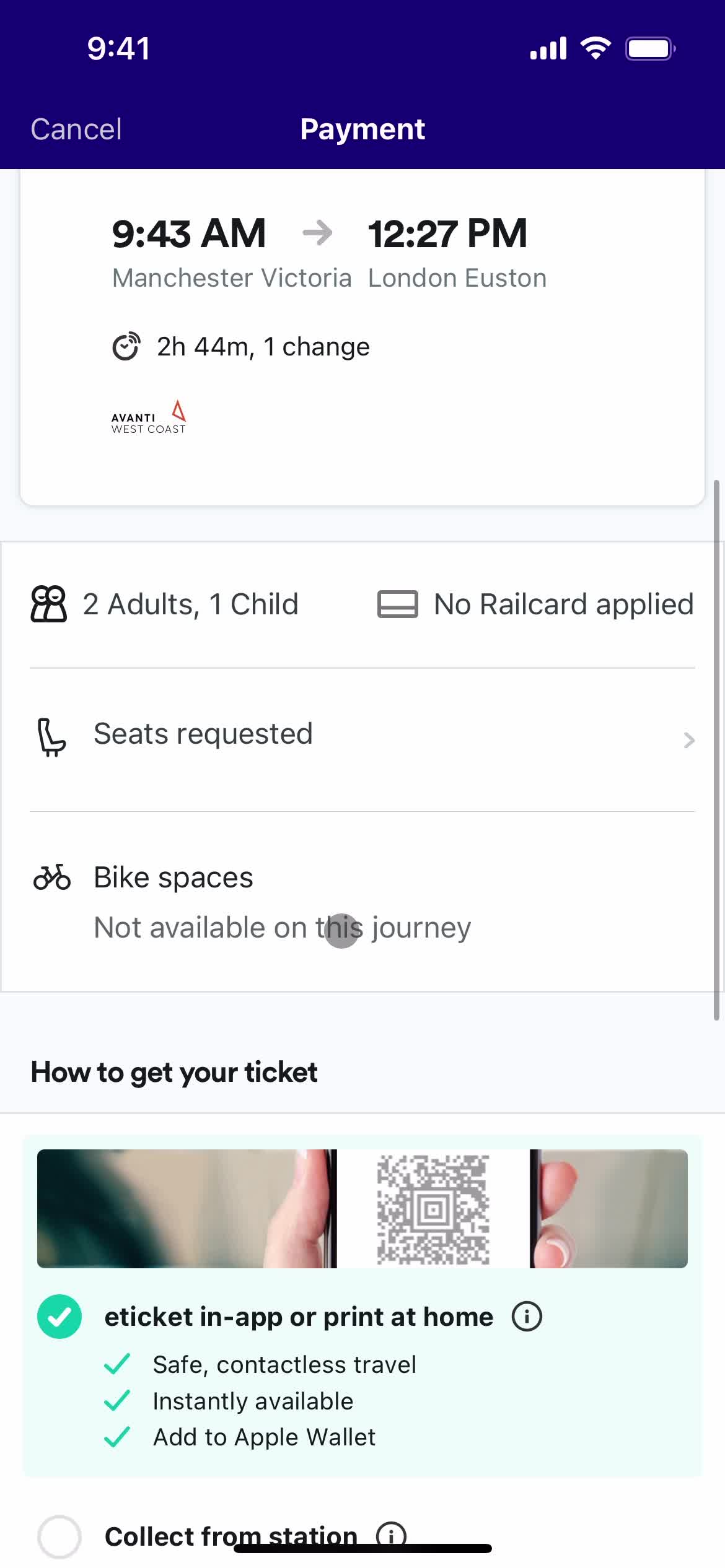 Booking transport screenshot