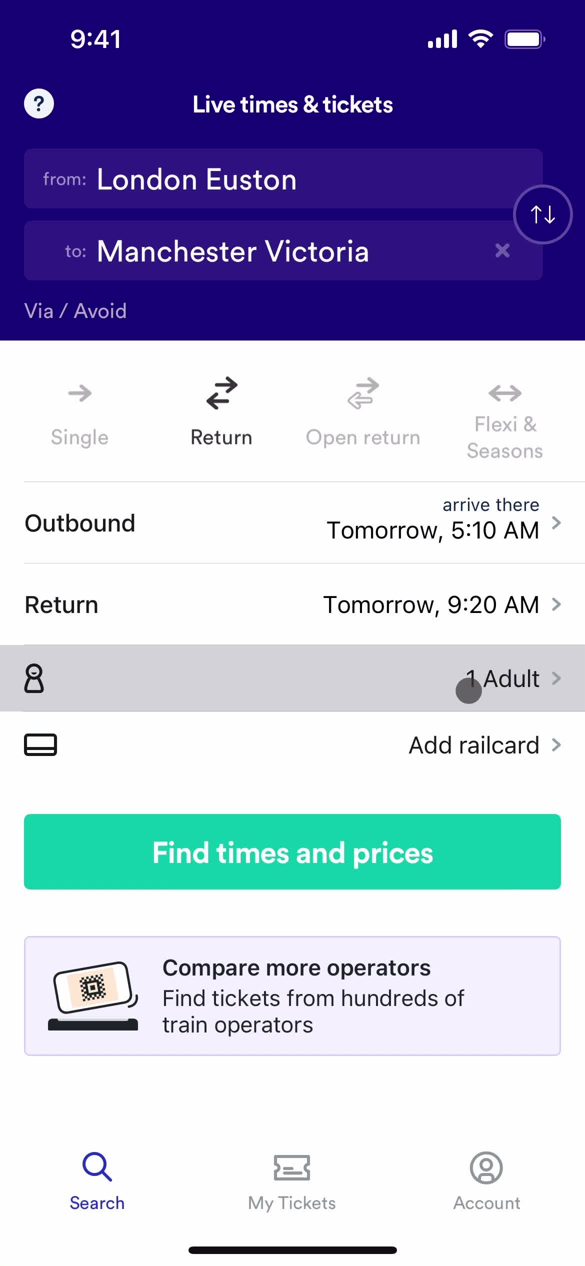 Booking transport screenshot