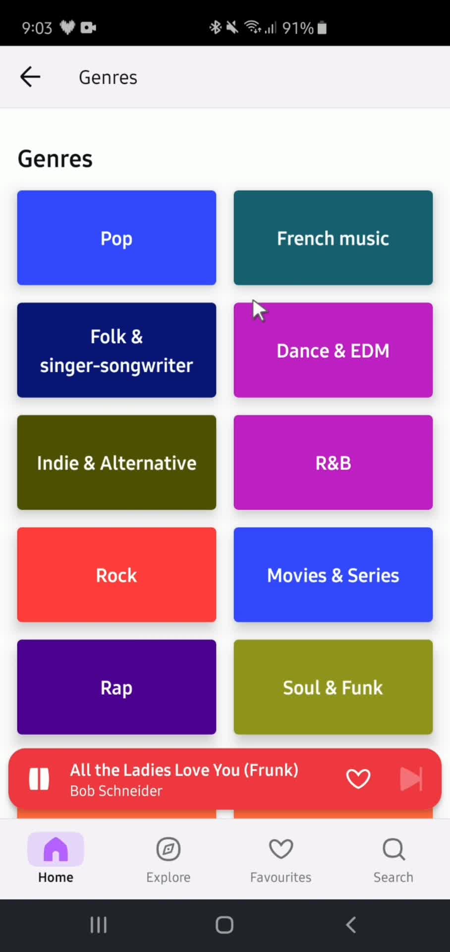 Deezer genres screenshot