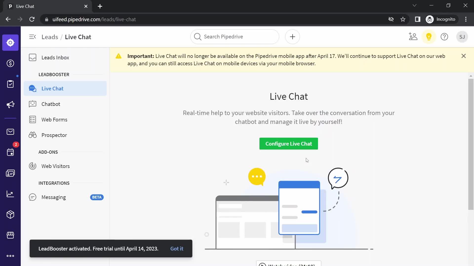 Building a chat bot screenshot