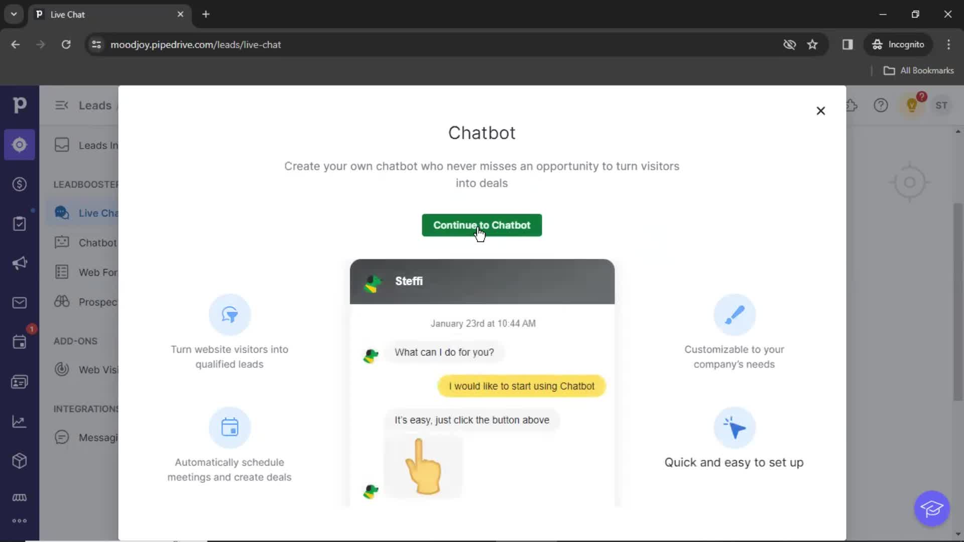 Building a chat bot screenshot