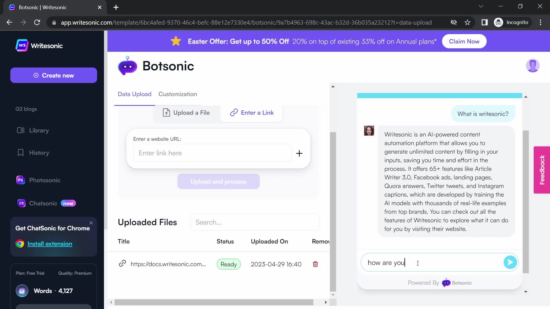 Building a chat bot screenshot