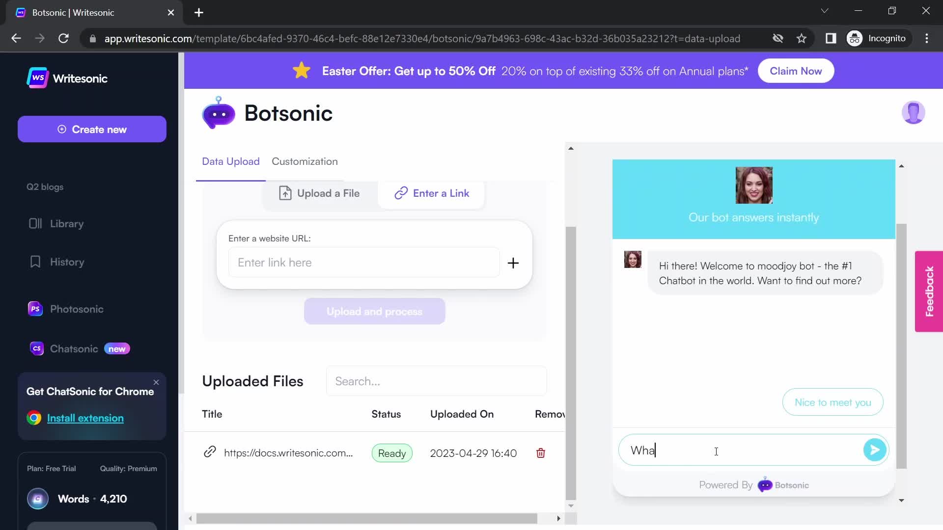 Building a chat bot screenshot