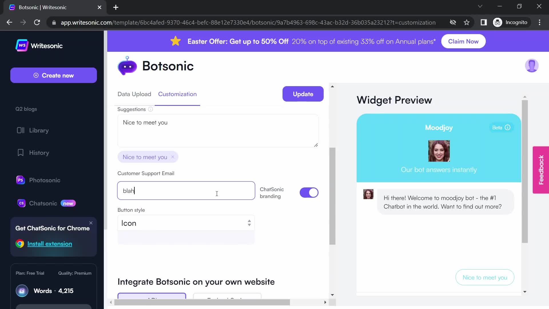 Building a chat bot screenshot