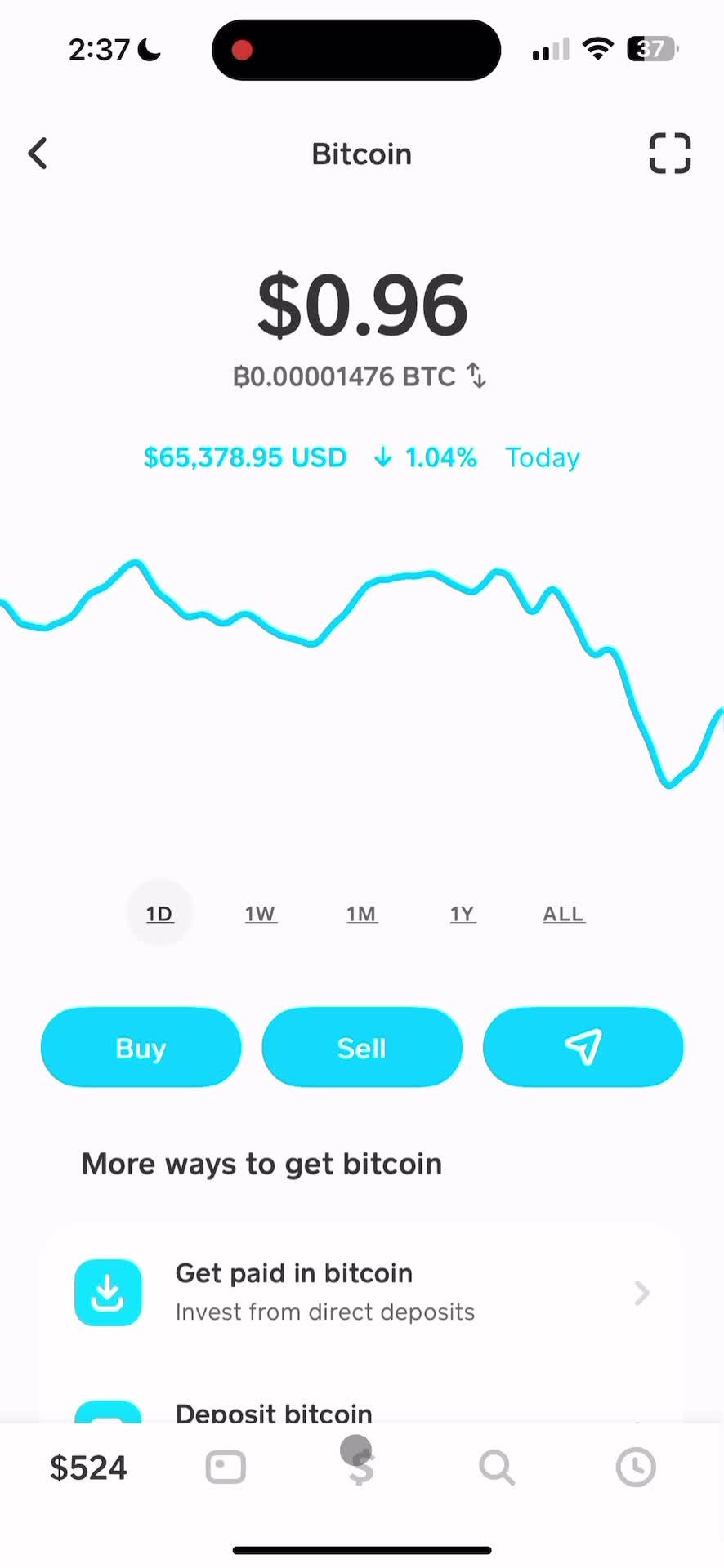 Cash App stock details screenshot
