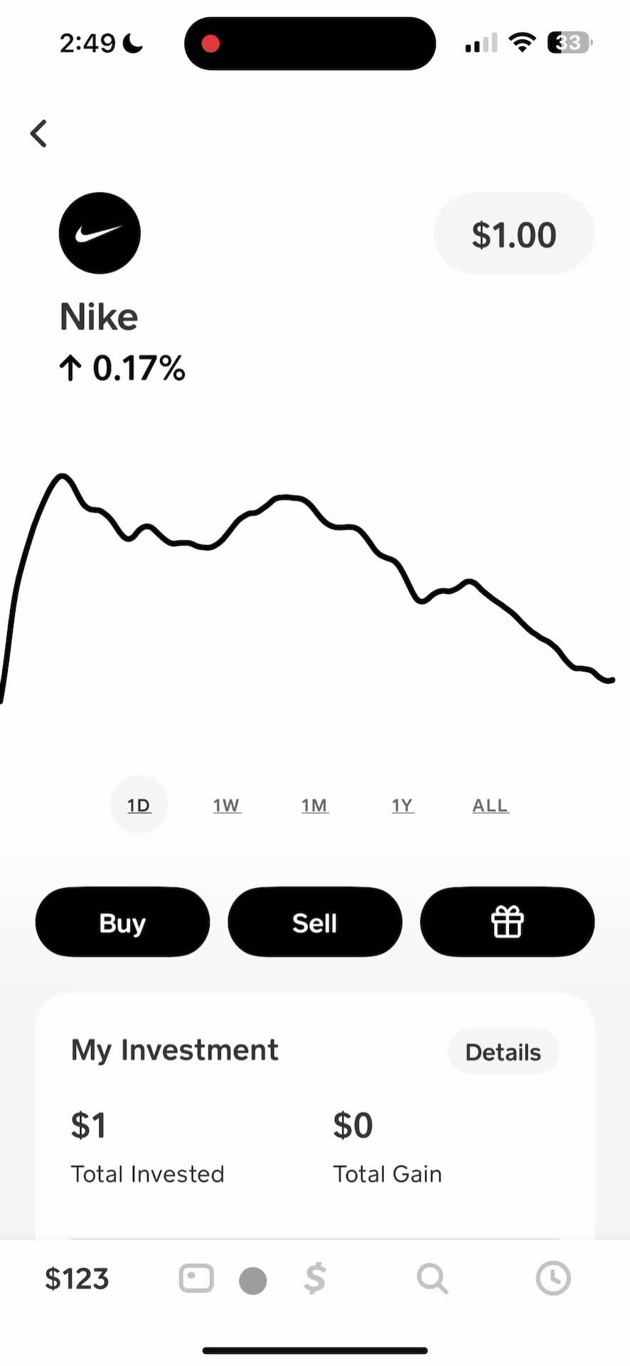 Buying stocks screenshot