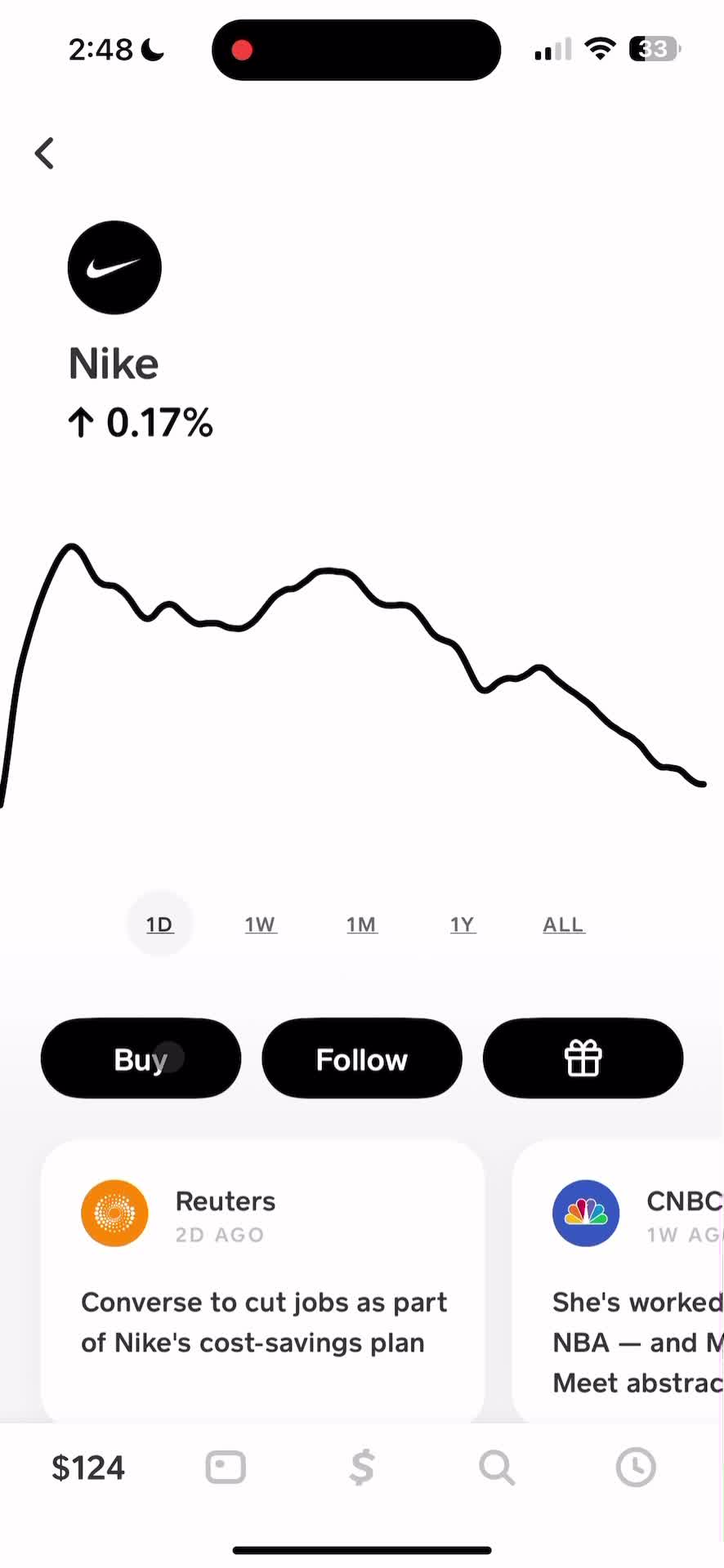 Buying stocks screenshot