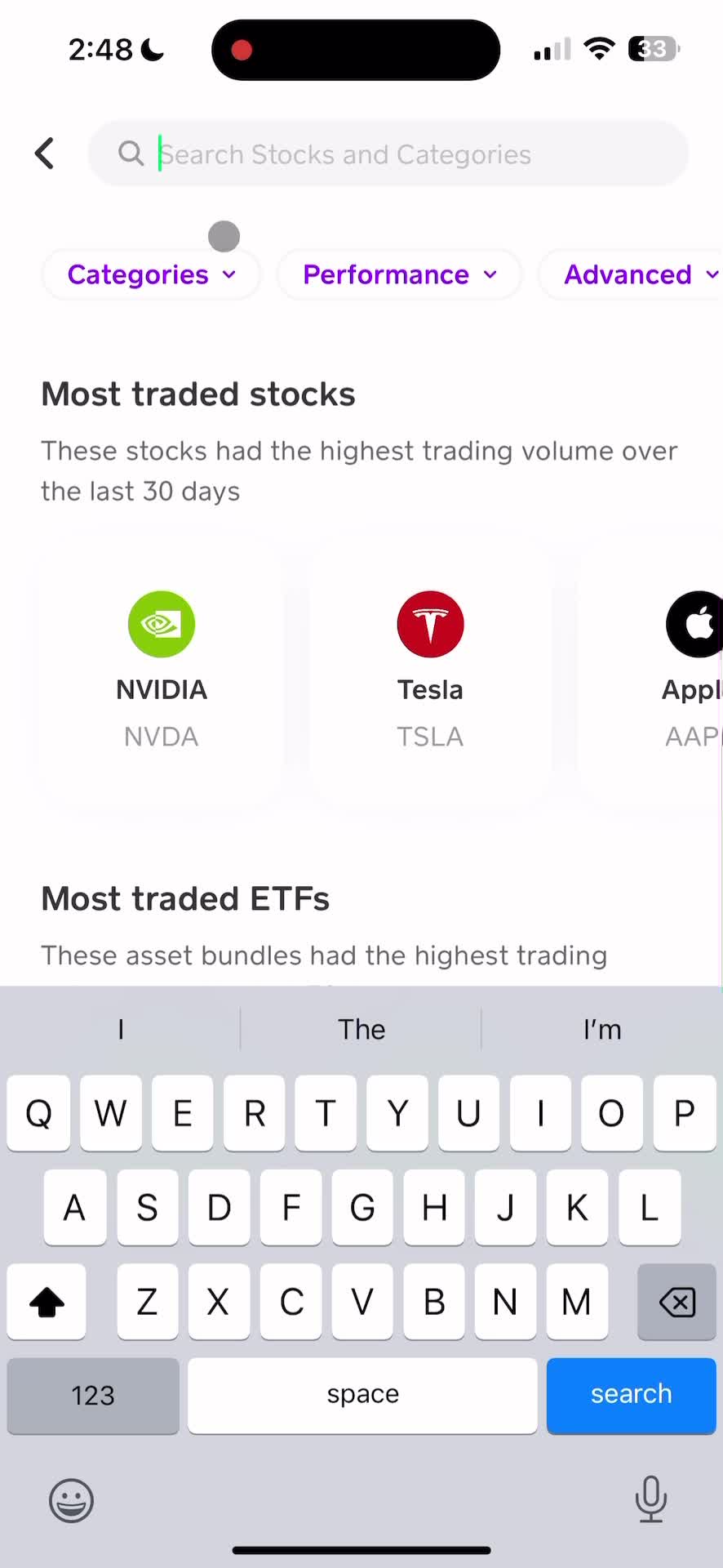 Buying stocks screenshot