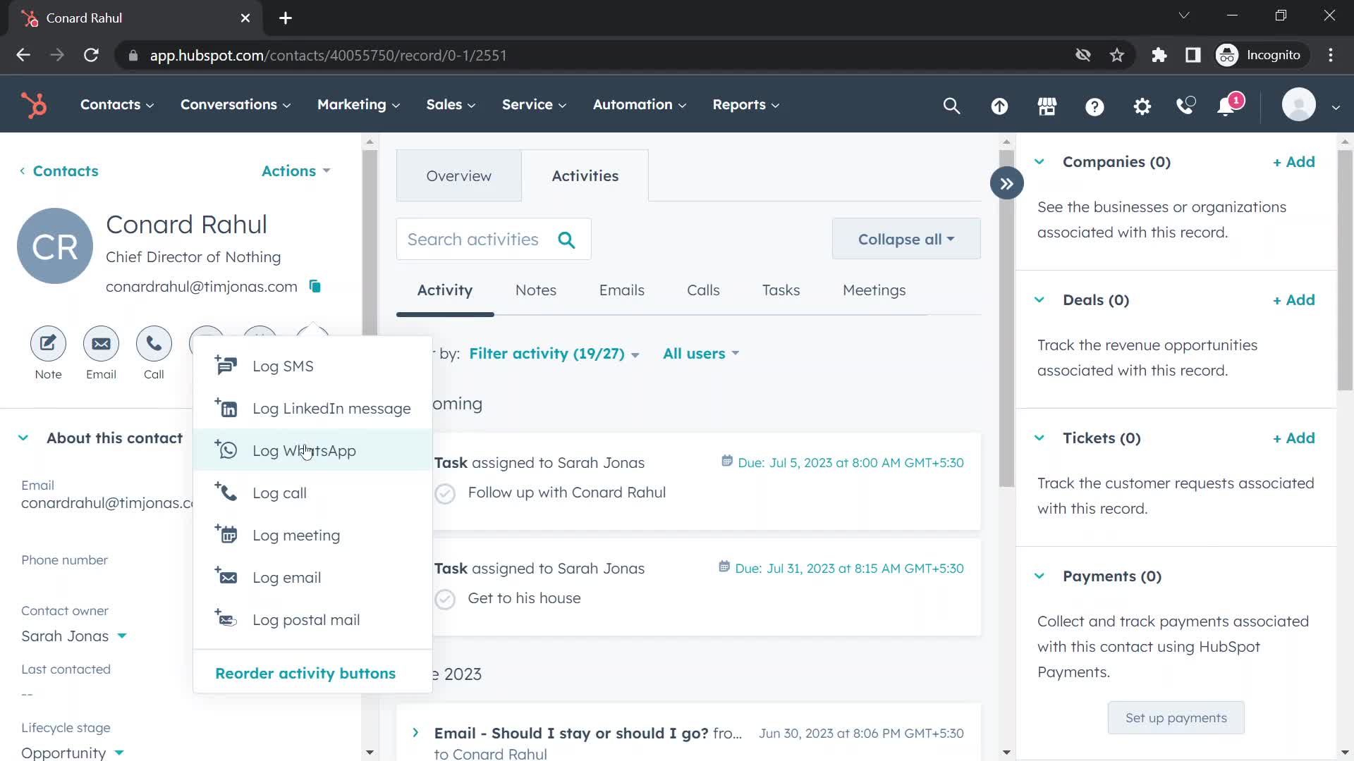 CRM screenshot