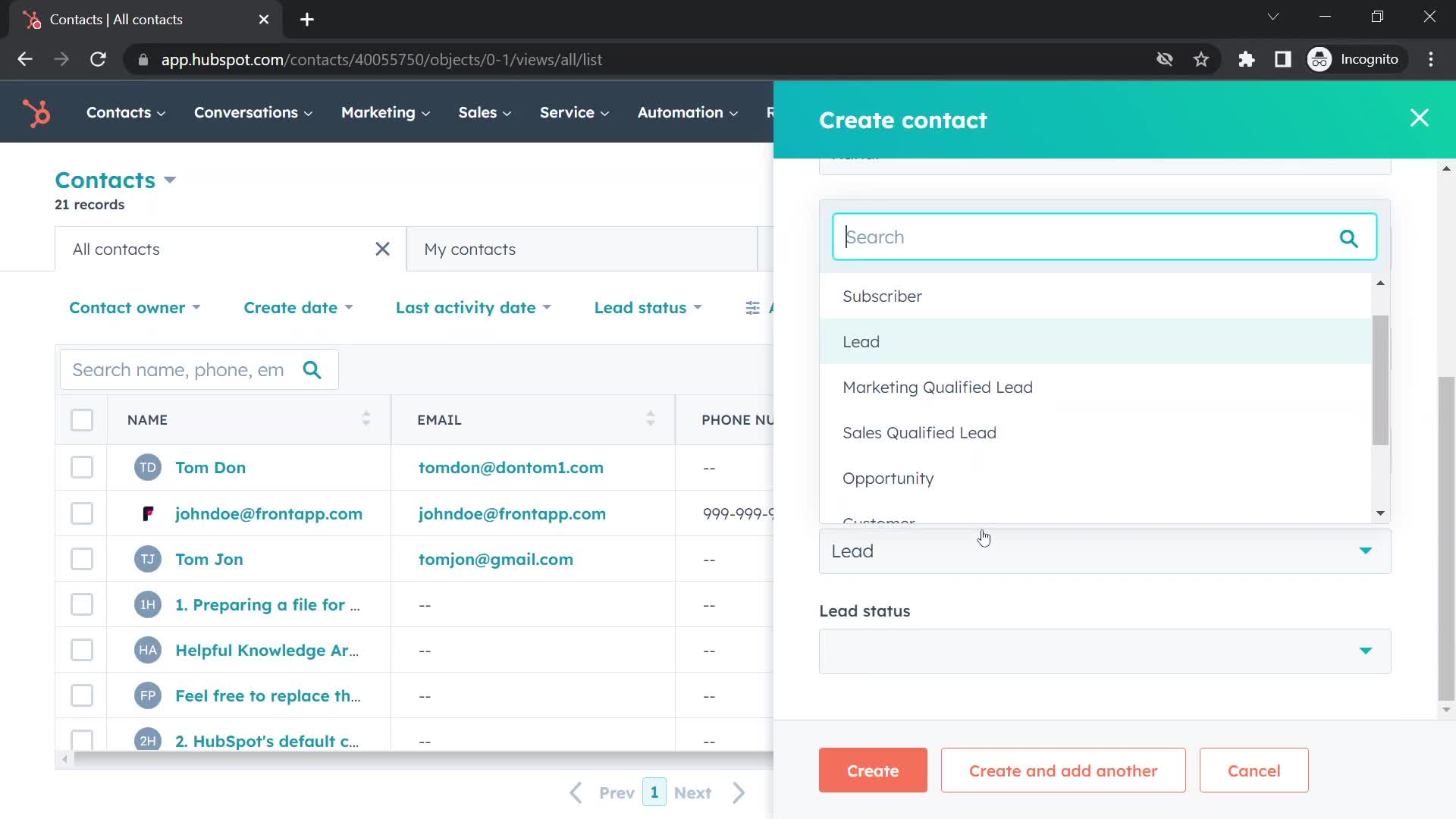 CRM screenshot