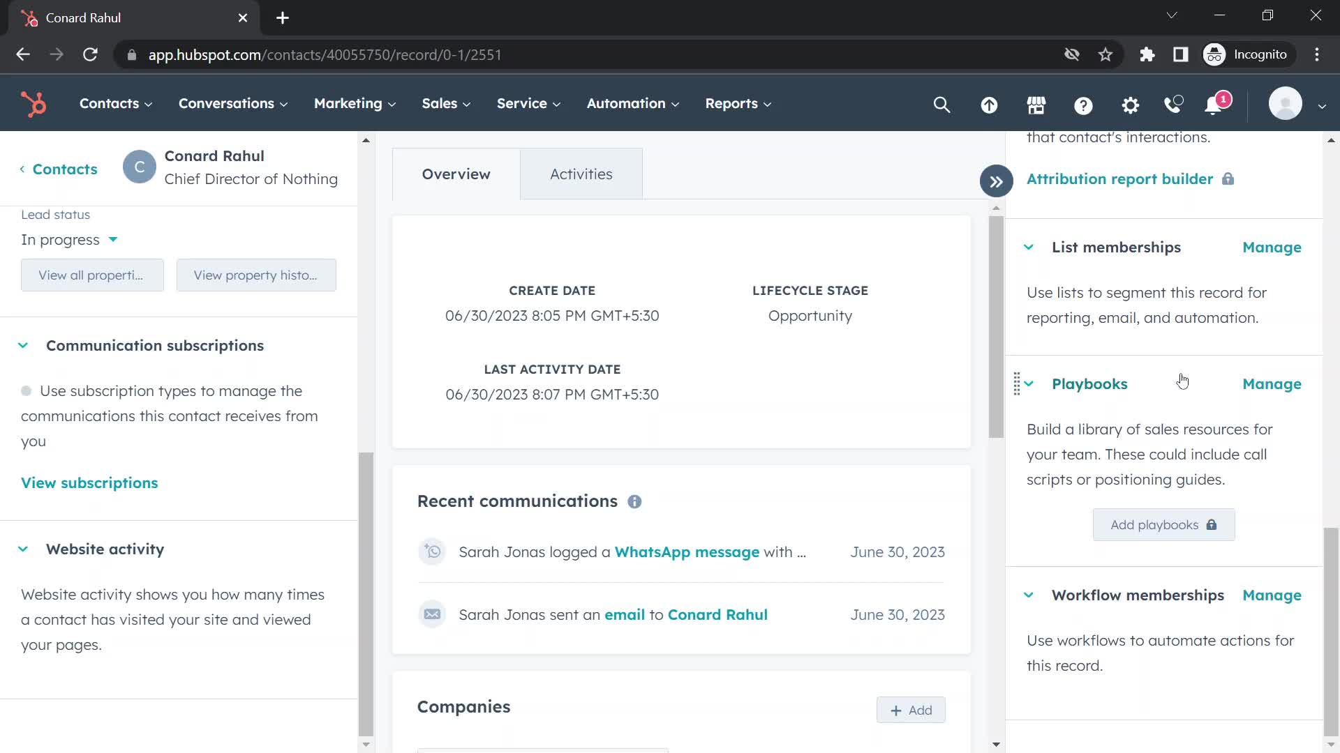 CRM screenshot