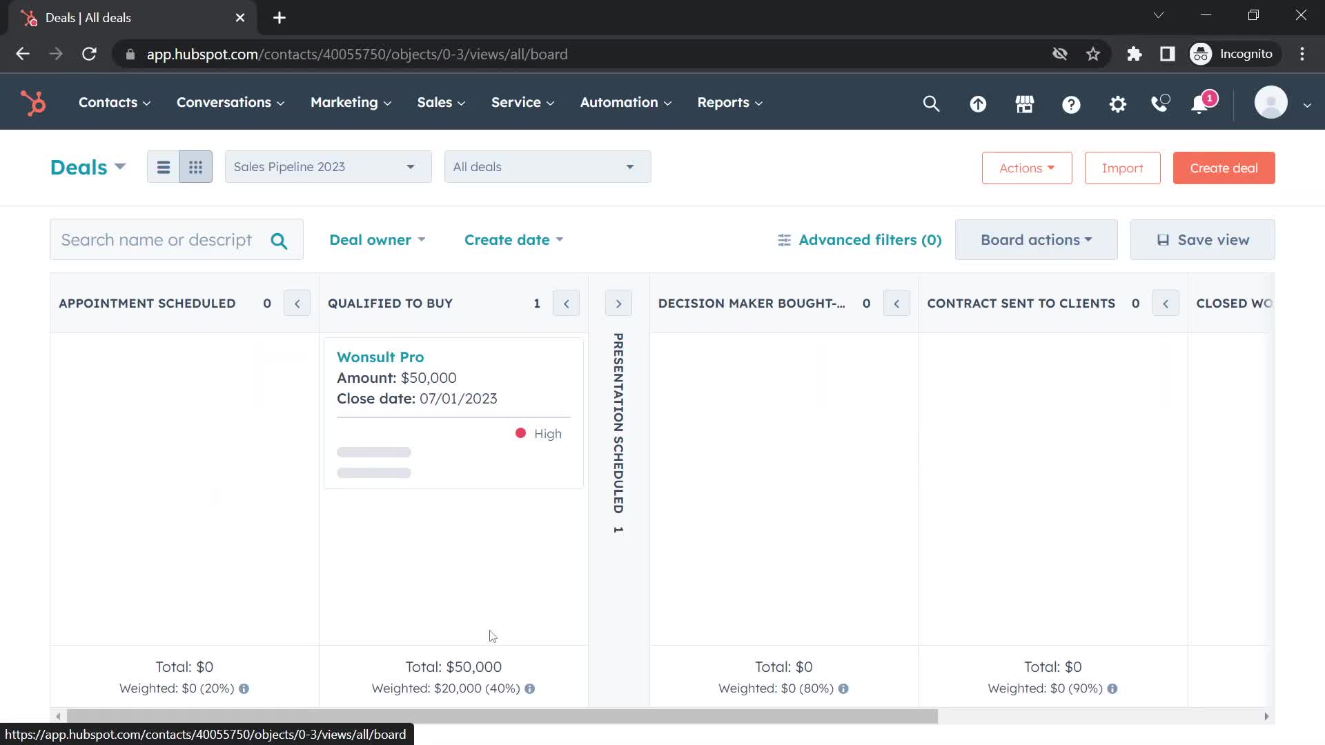 CRM screenshot