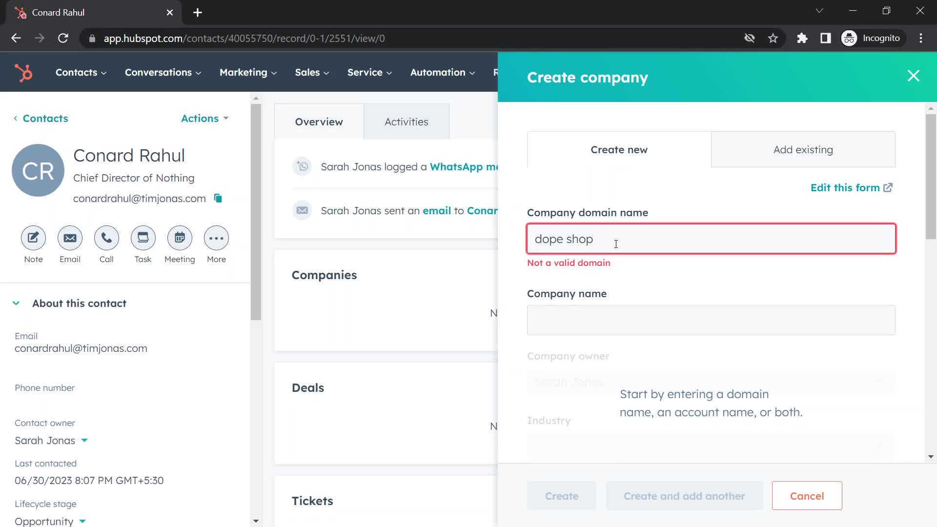 CRM screenshot