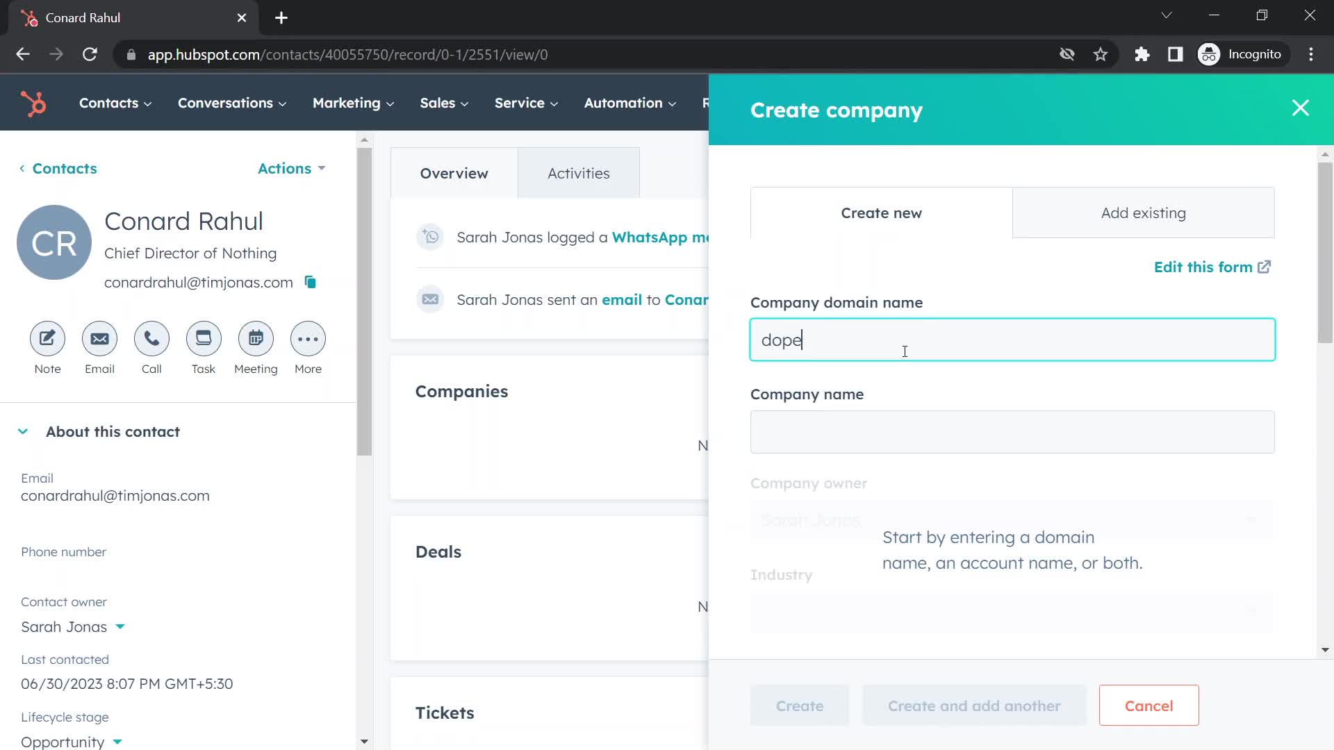 CRM screenshot