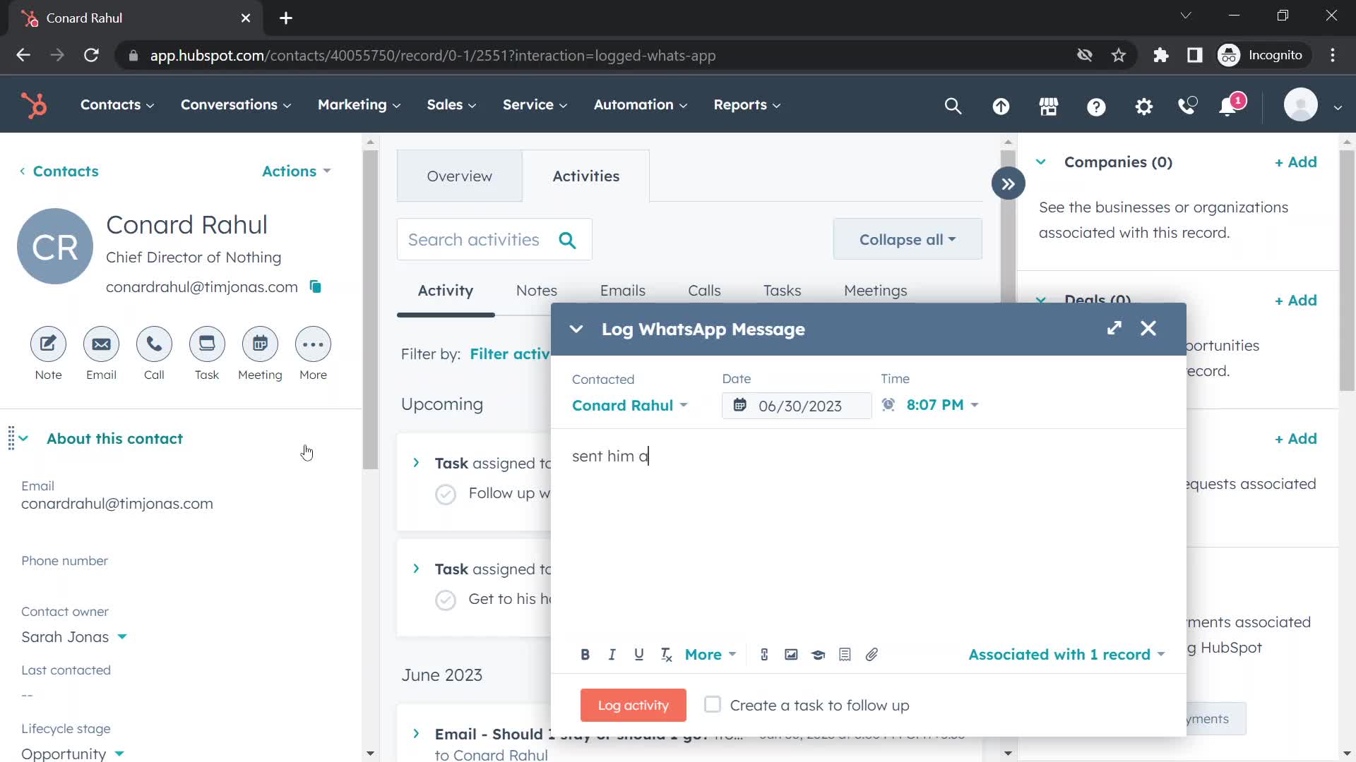 CRM screenshot