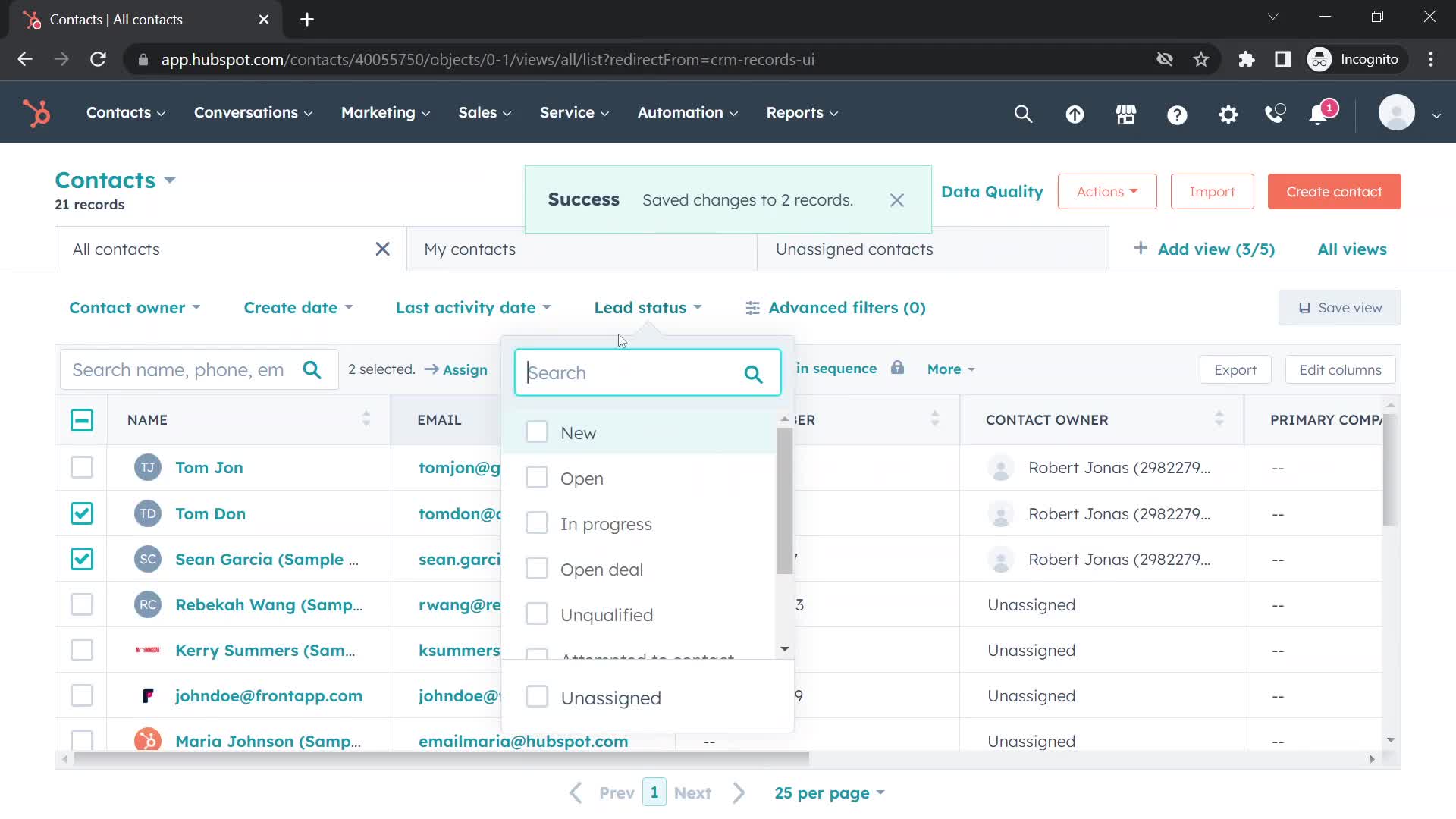 CRM screenshot