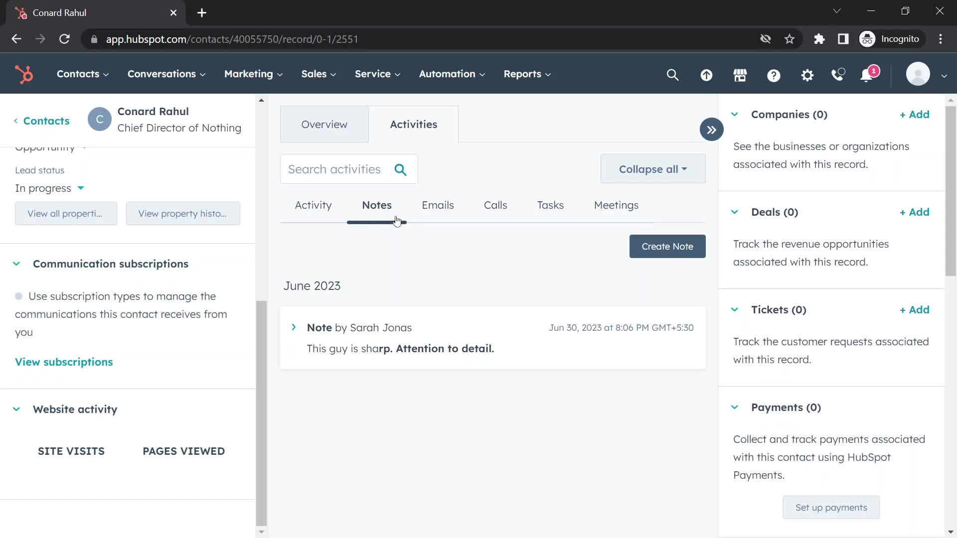 CRM screenshot