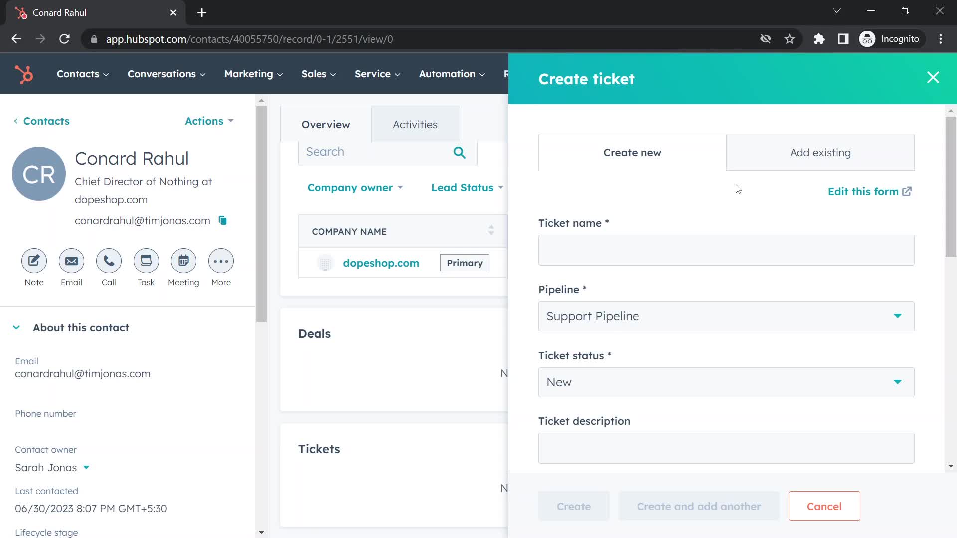 CRM screenshot