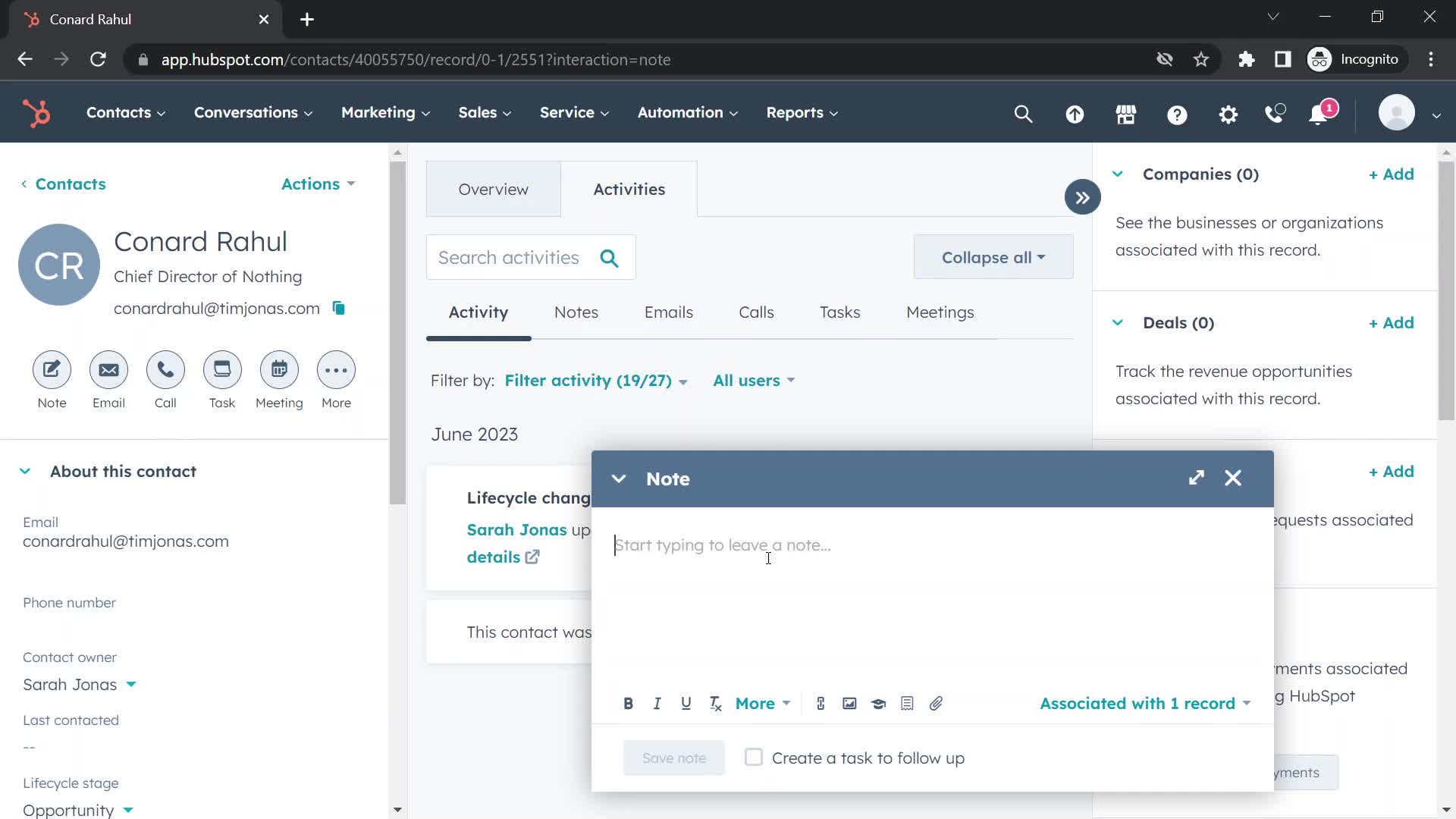 CRM screenshot