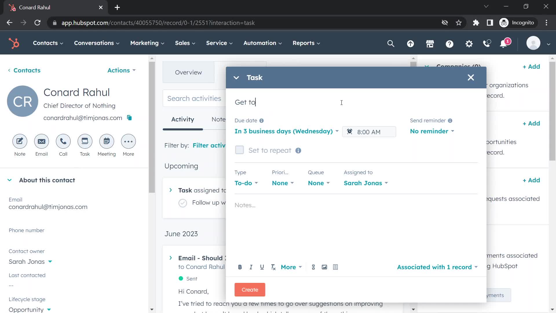 CRM screenshot