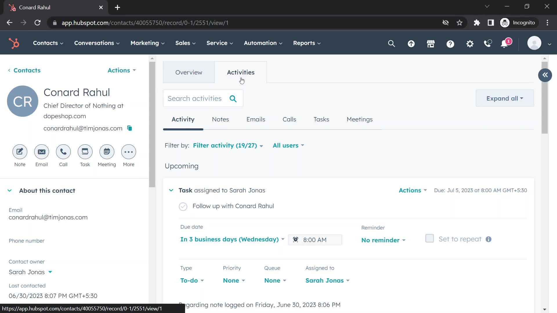 CRM screenshot