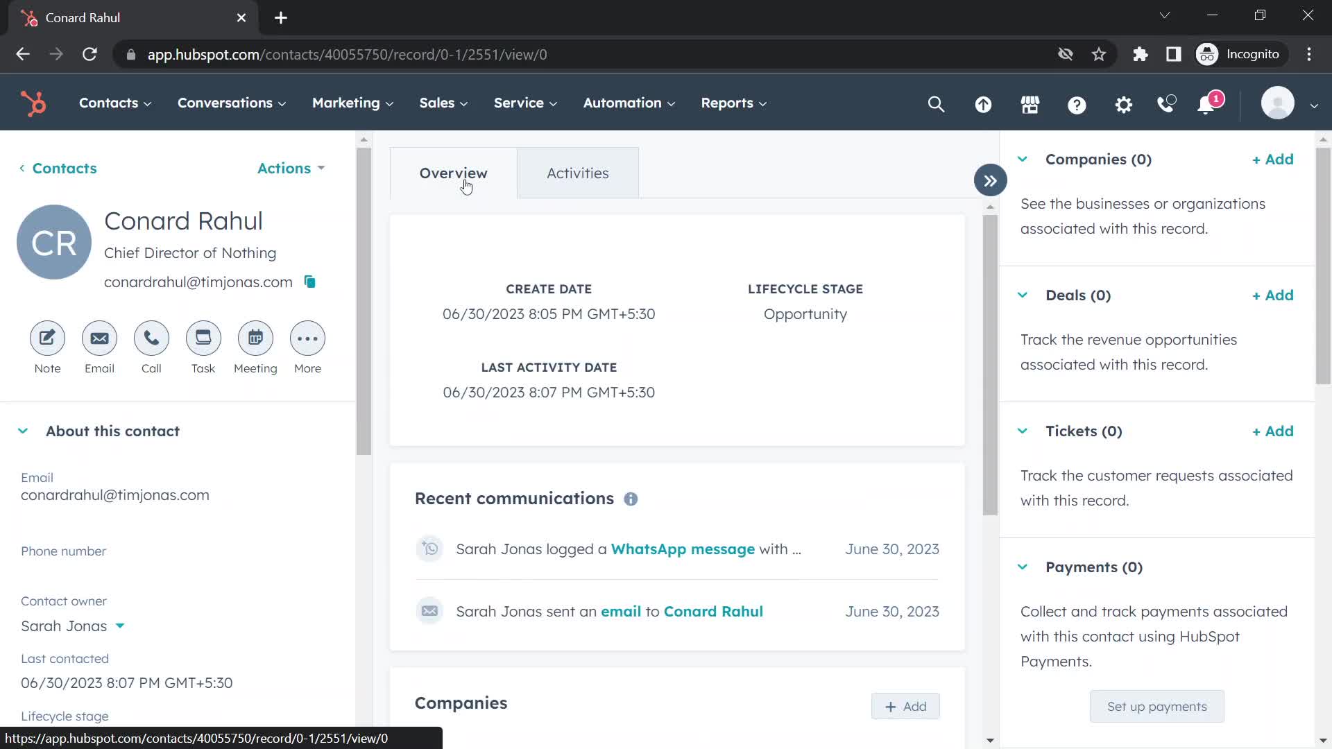 CRM screenshot