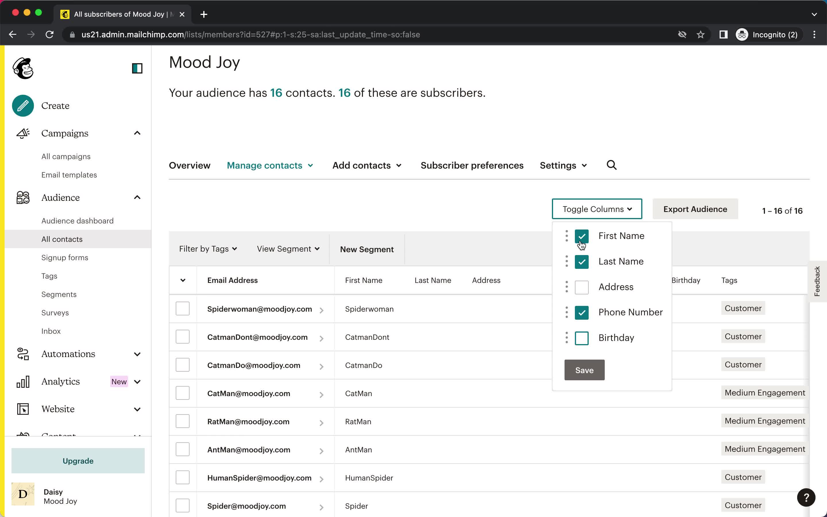 CRM screenshot