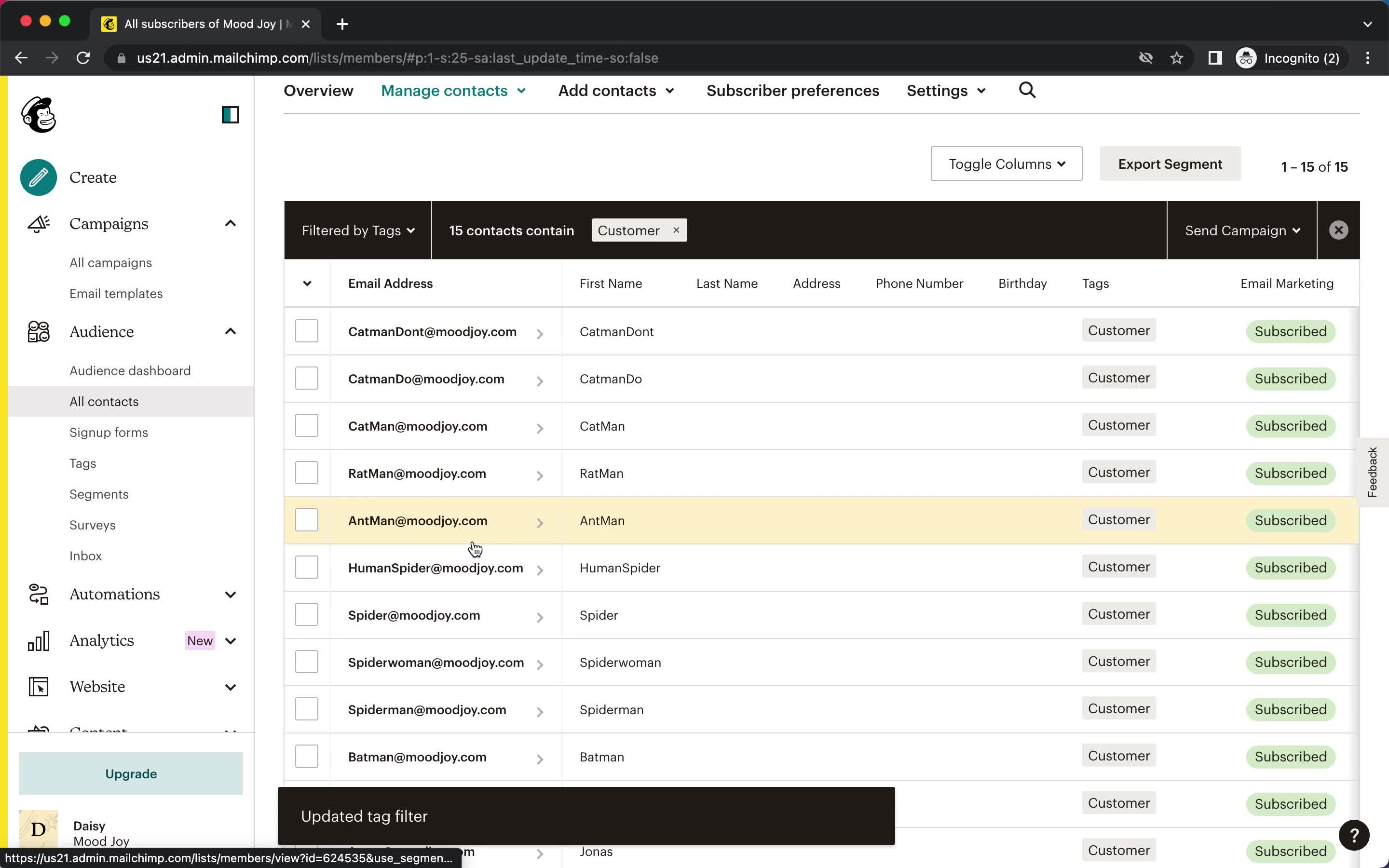 CRM screenshot