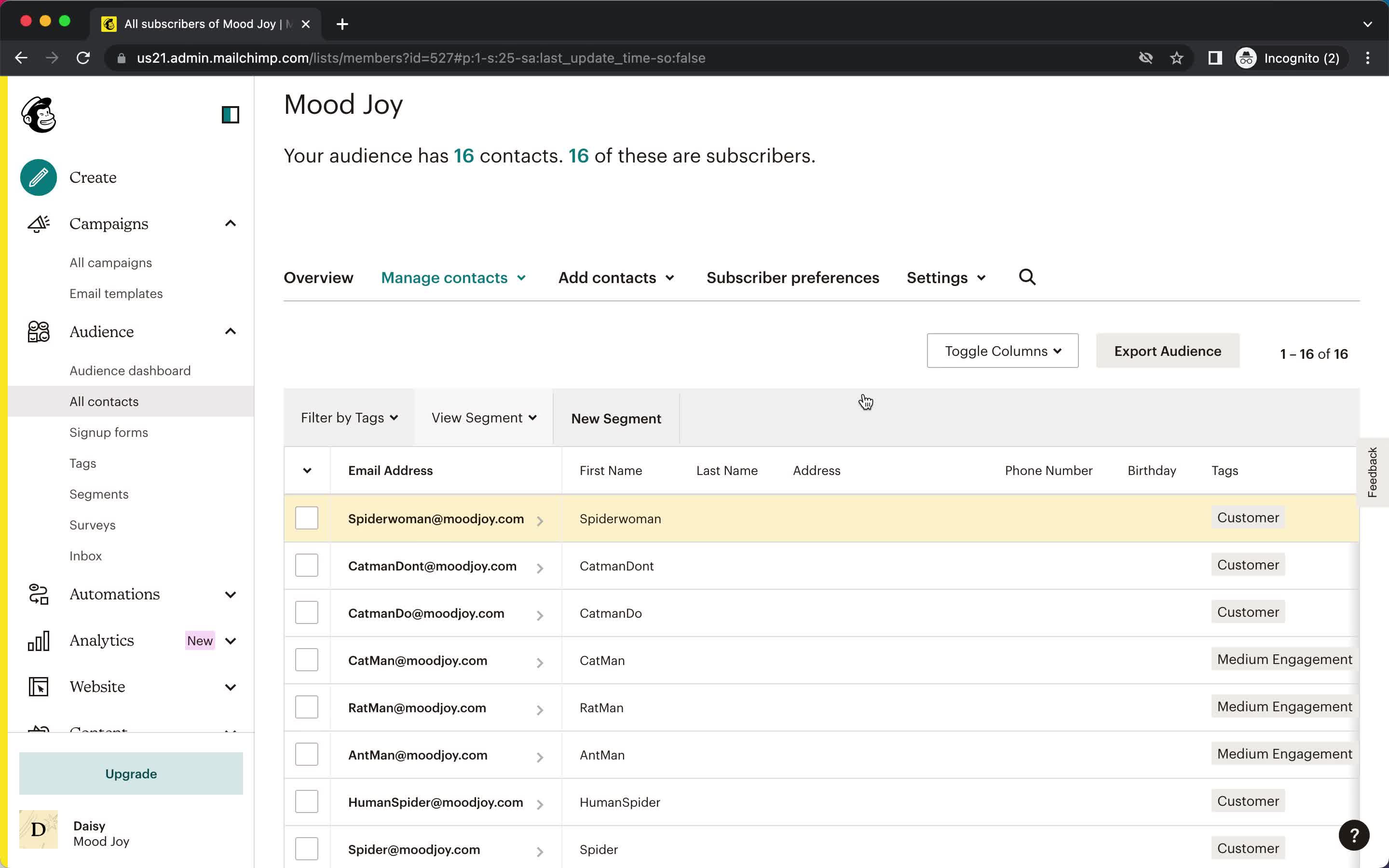 CRM screenshot