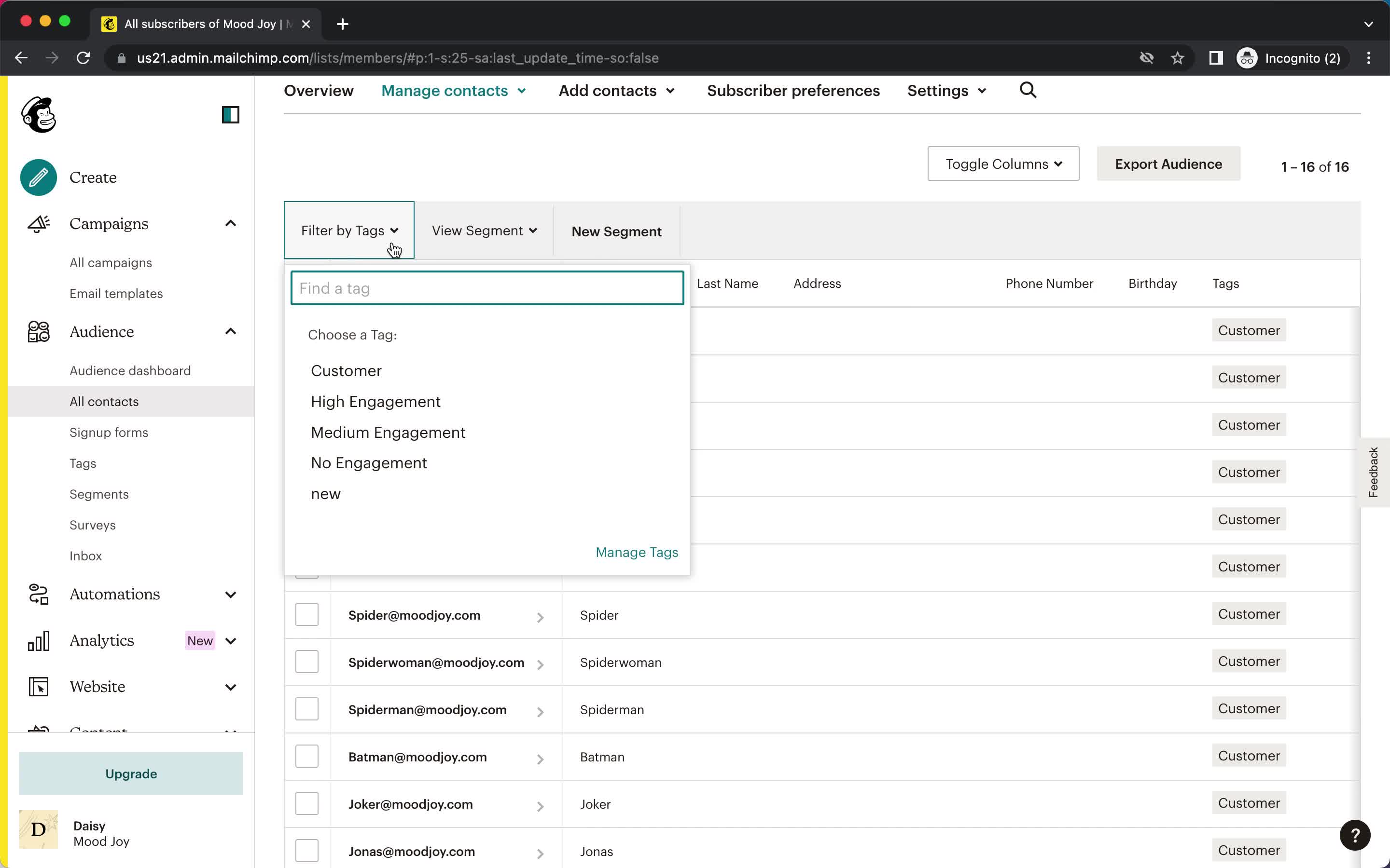 CRM screenshot